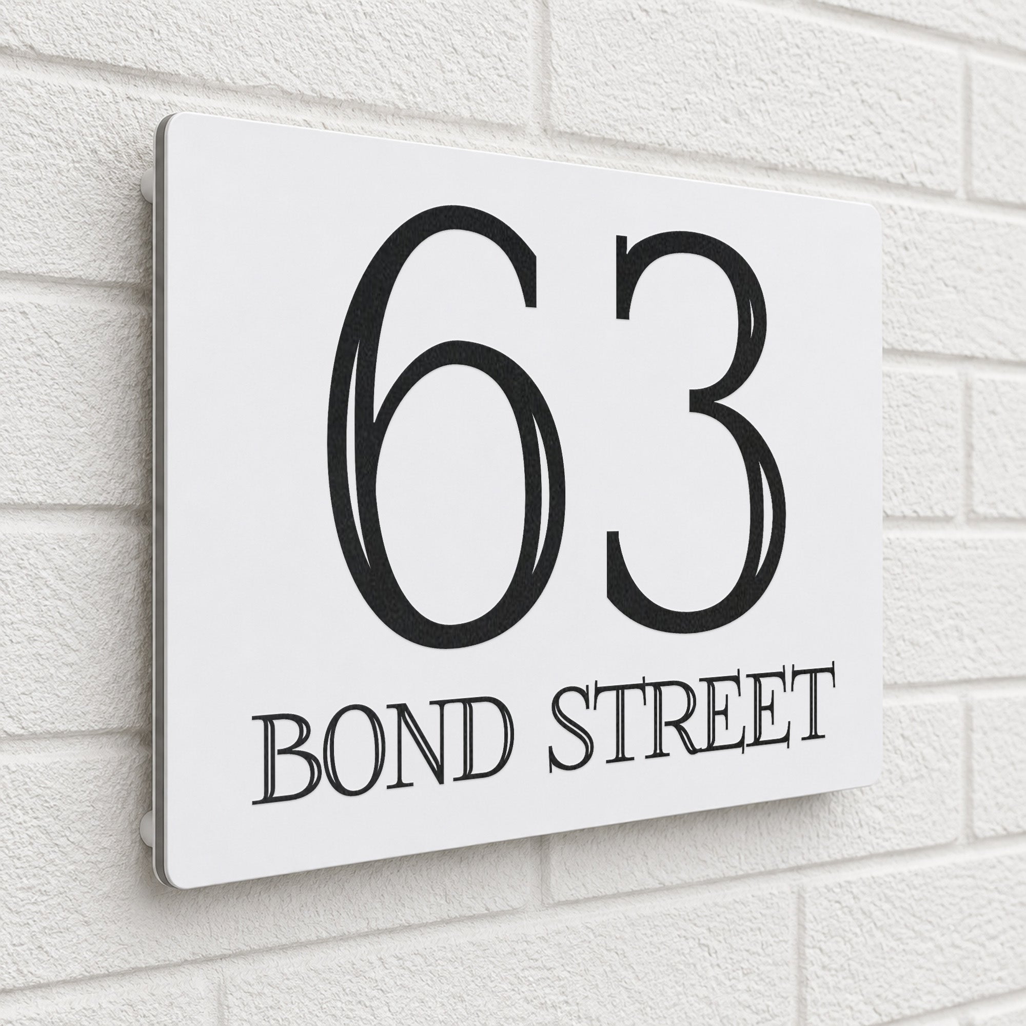 Personalised House Sign | 200mm x 130mm | Made from White Composite Aluminium