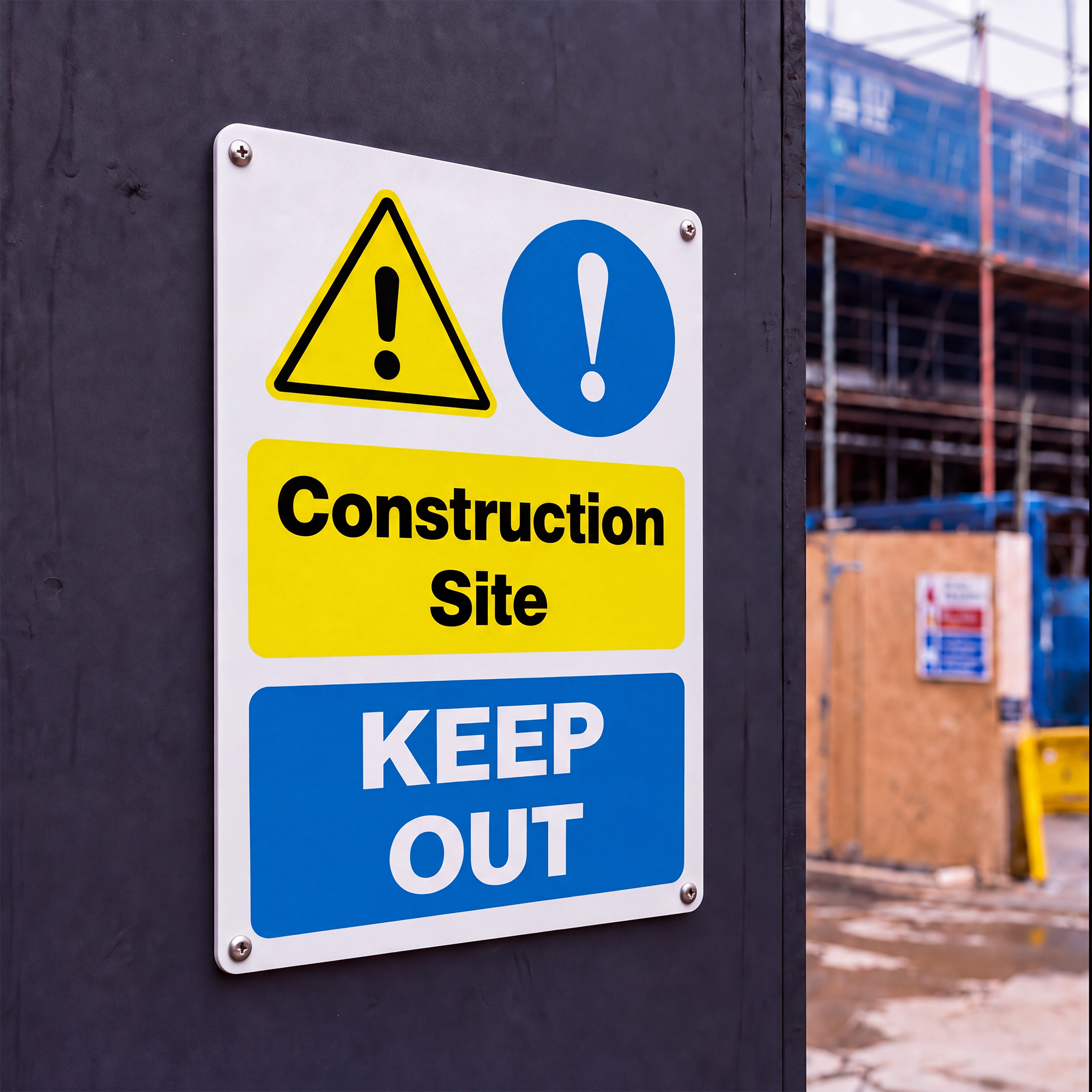 Construction Notice Signs | Made from 3mm Acrylic | ISO 7010 | Small Medium and Large Sizes