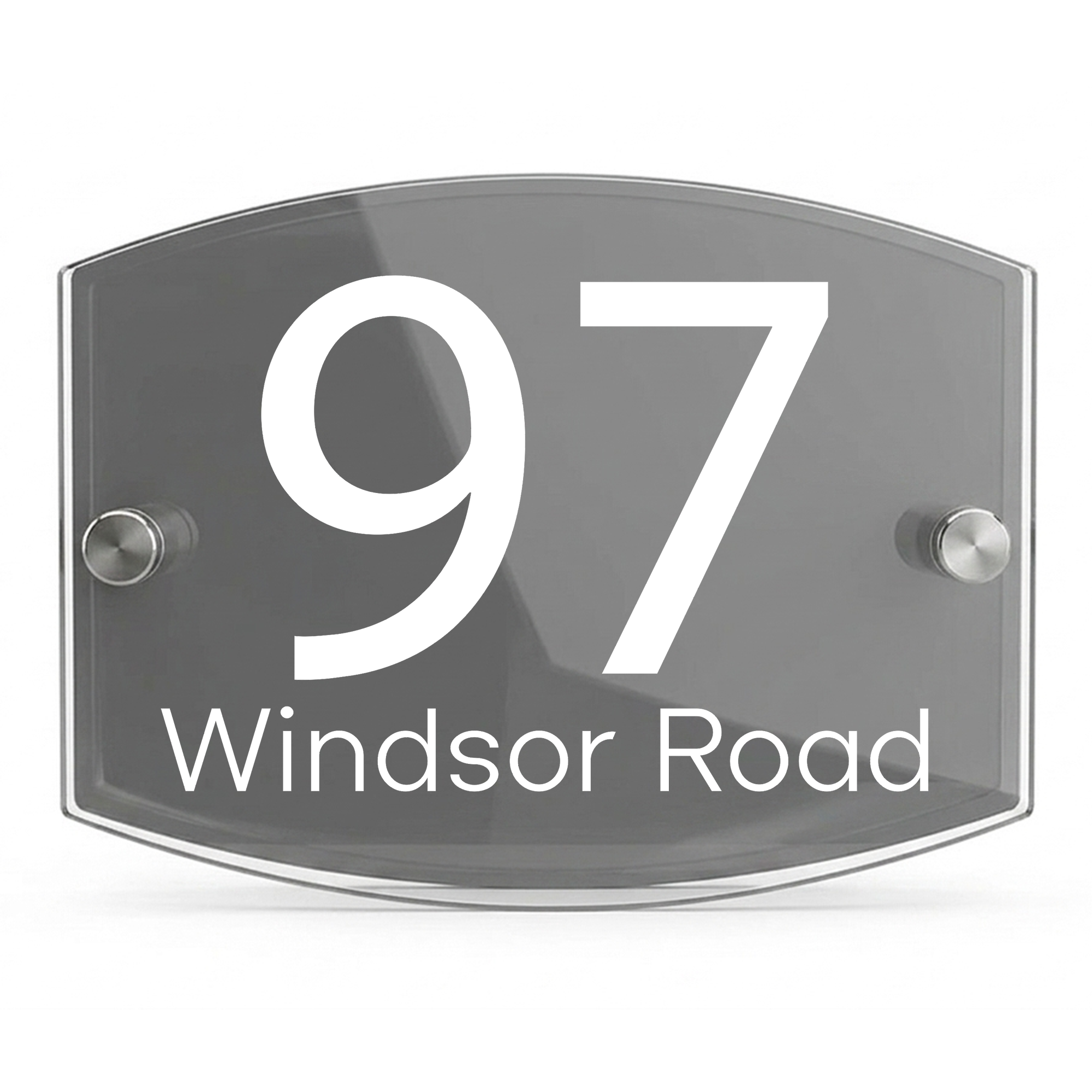 Personalised Dual Panel Acrylic House Sign Oval | 200mm x 130mm | Grey with White Text