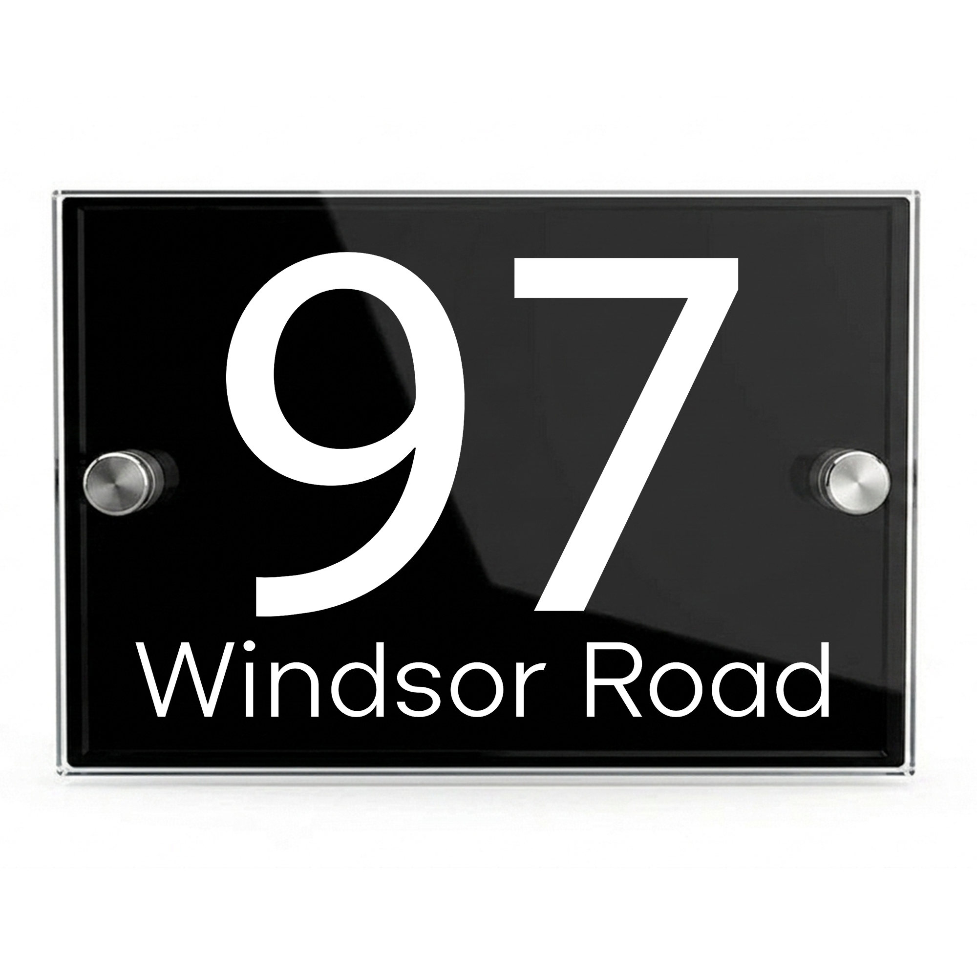 Personalised Dual Panel Acrylic House Sign Rectangle | 200mm x 130mm | Black with White Text