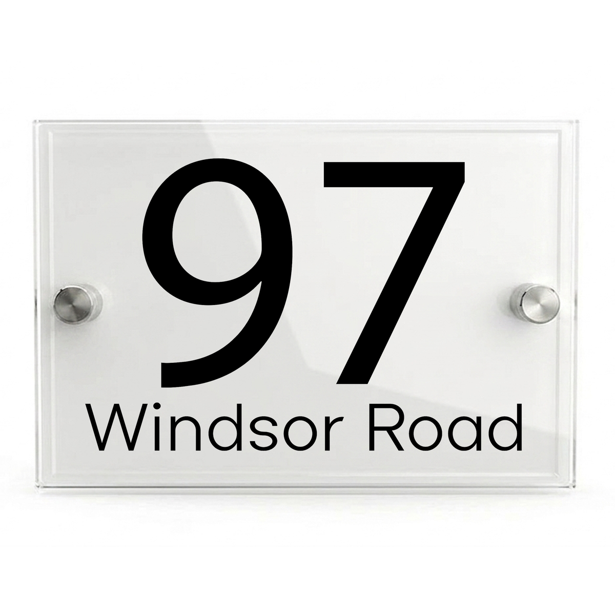Personalised Dual Panel Acrylic House Sign Rectangle | 200mm x 130mm | White with Black Text