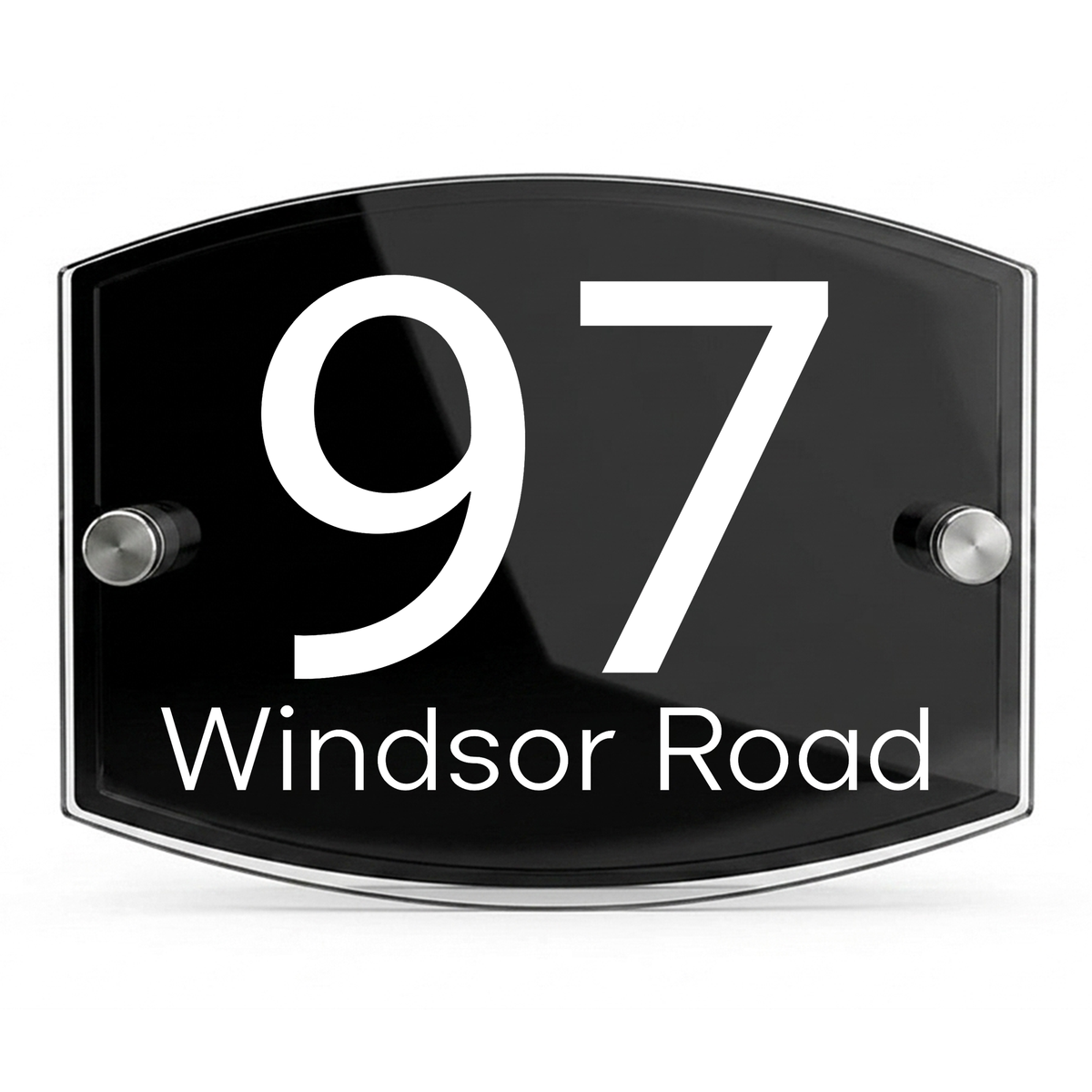 Personalised Dual Panel Acrylic House Sign Oval | 200mm x 130mm | Black with White Text