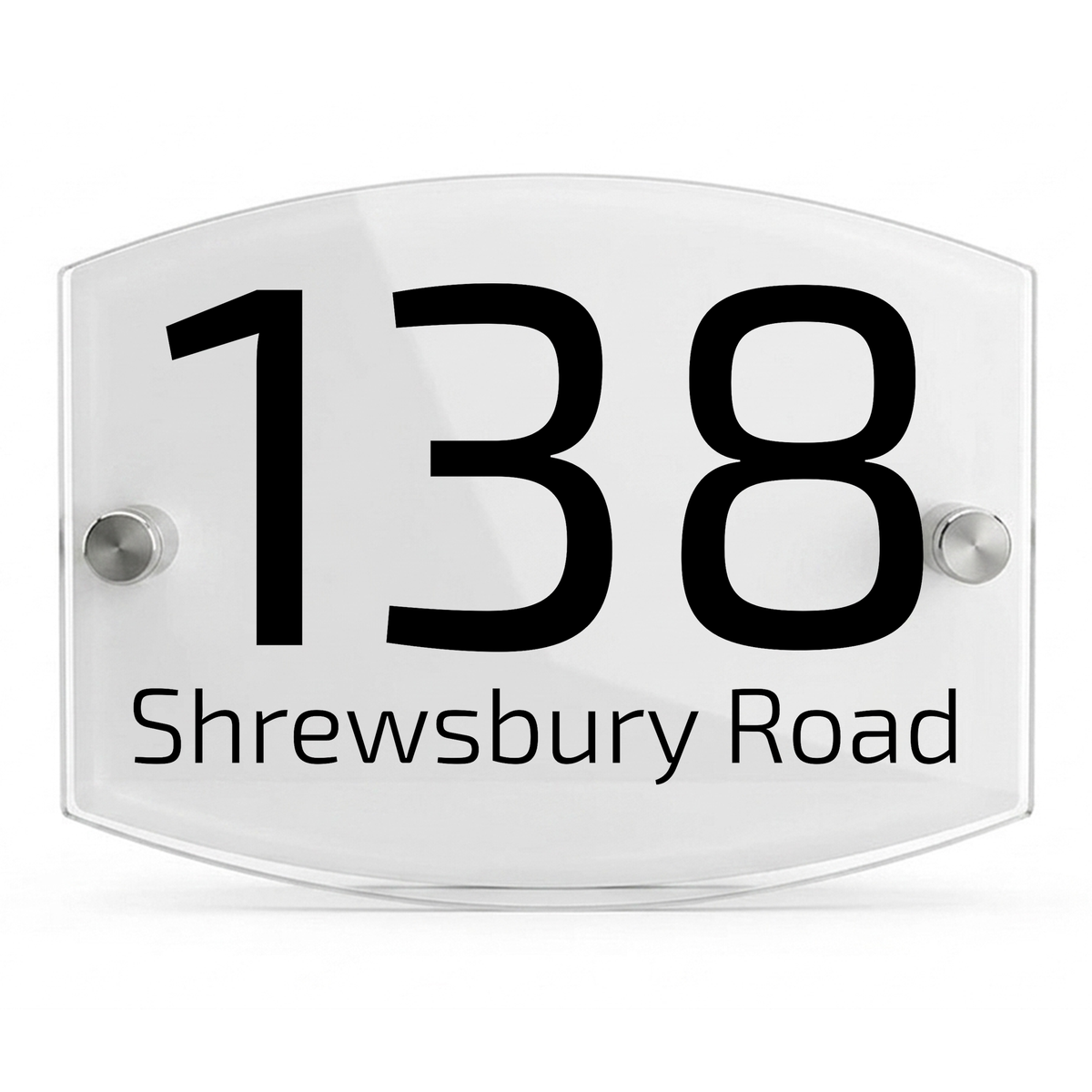 Personalised Dual Panel Acrylic House Sign Oval | 200mm x 130mm | White with Black Text