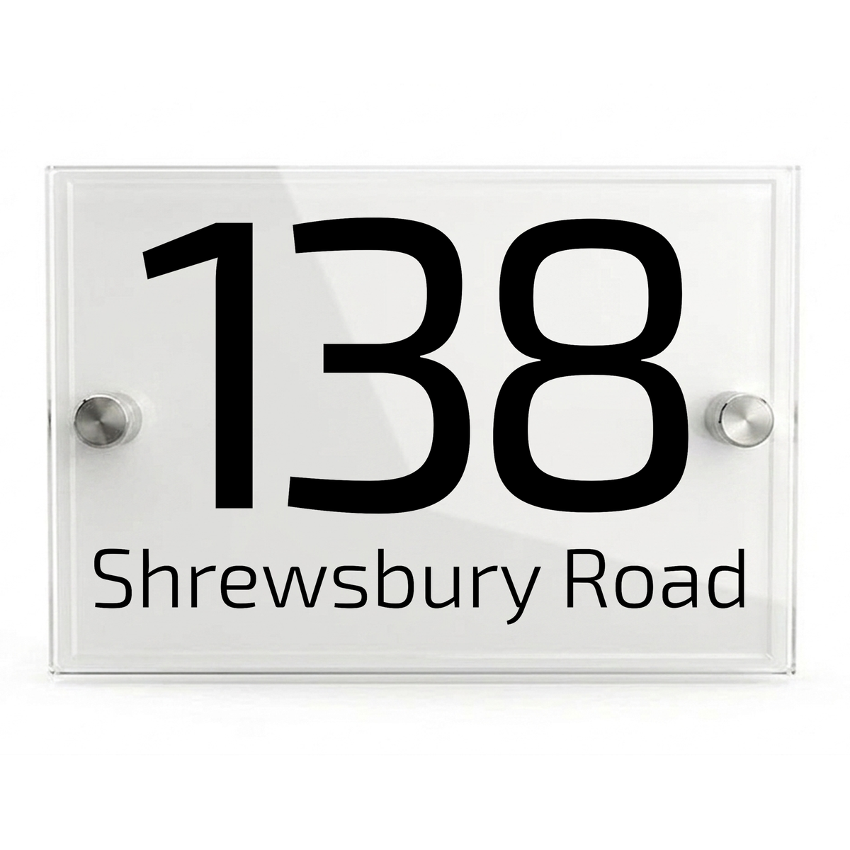 Personalised Dual Panel Acrylic House Sign Rectangle | 200mm x 130mm | White with Black Text