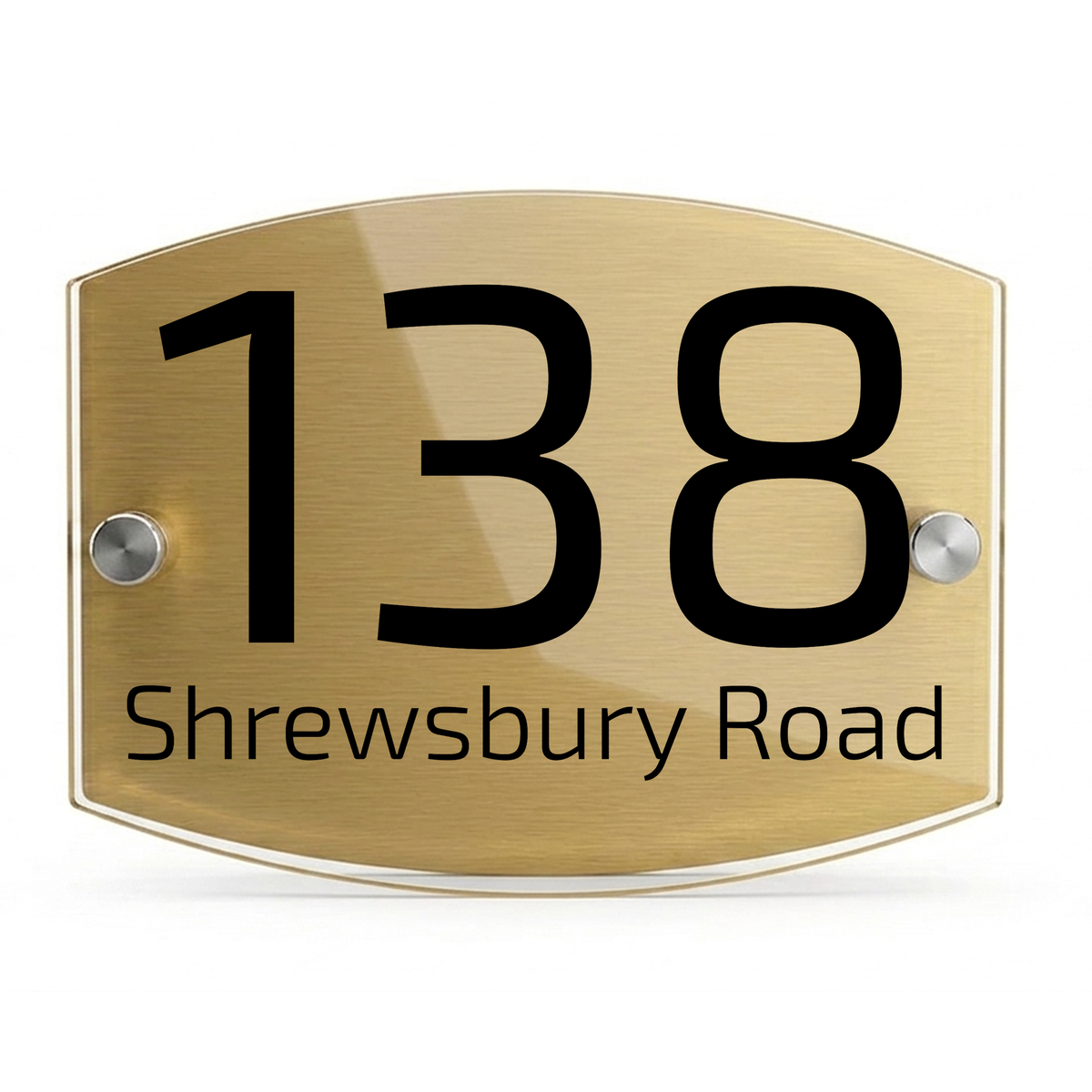 Personalised Dual Panel Acrylic House Sign Oval | 200mm x 130mm | Gold with Black Text