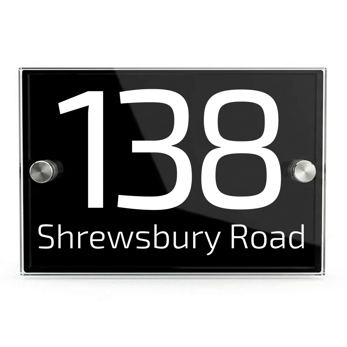 Personalised Dual Panel Acrylic House Sign Rectangle | 200mm x 130mm | Black with White Text