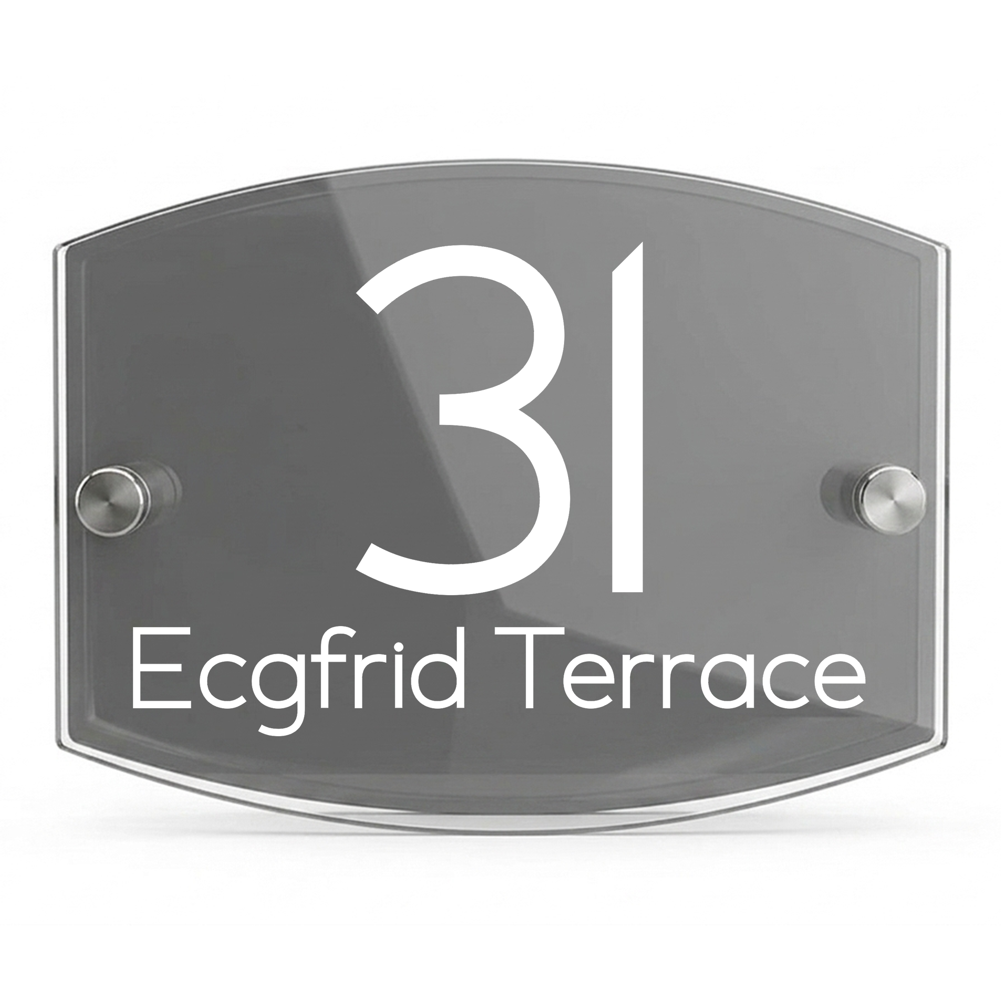 Personalised Dual Panel Acrylic House Sign Oval | 200mm x 130mm | Grey with White Text