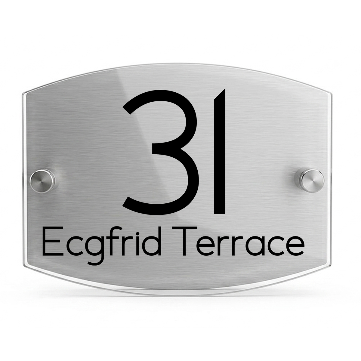 Personalised Dual Panel Acrylic House Sign Oval | 200mm x 130mm | Silver with Black Text