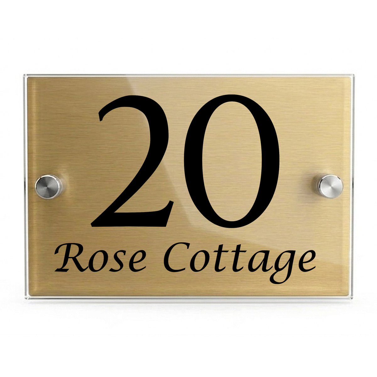 Personalised Dual Panel Acrylic House Sign Rectangle | 200mm x 130mm | Gold with Black Text