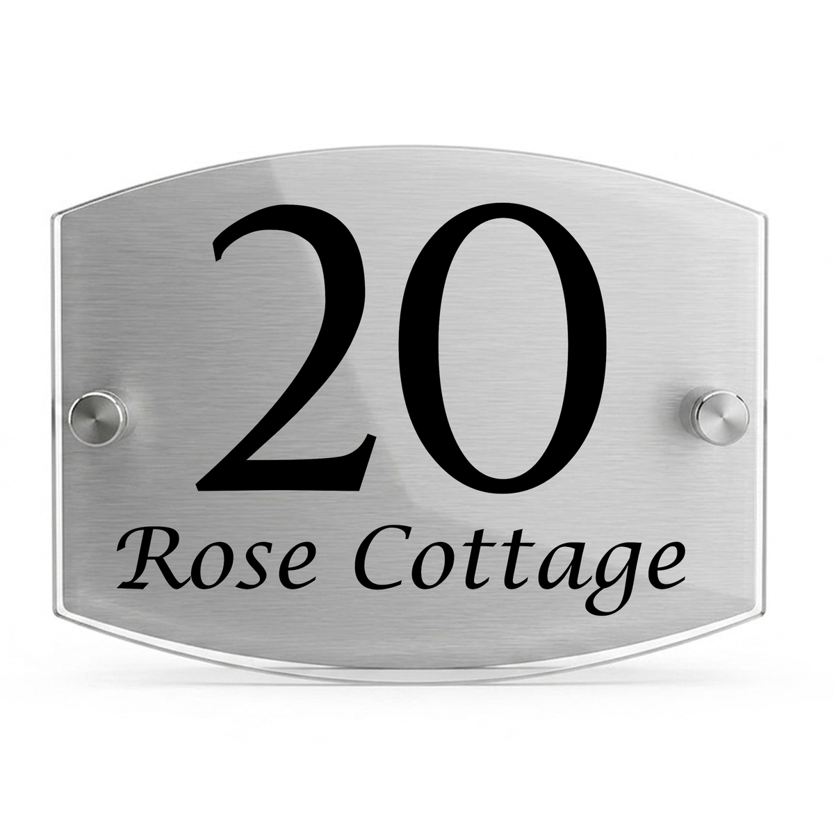 Personalised Dual Panel Acrylic House Sign Oval | 200mm x 130mm | Silver with Black Text