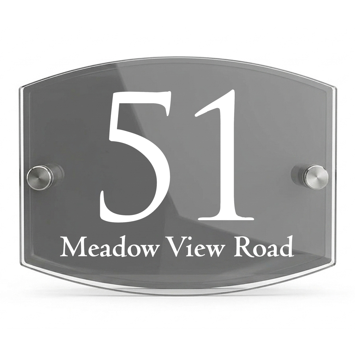 Personalised Dual Panel Acrylic House Sign Oval | 200mm x 130mm | Grey with White Text