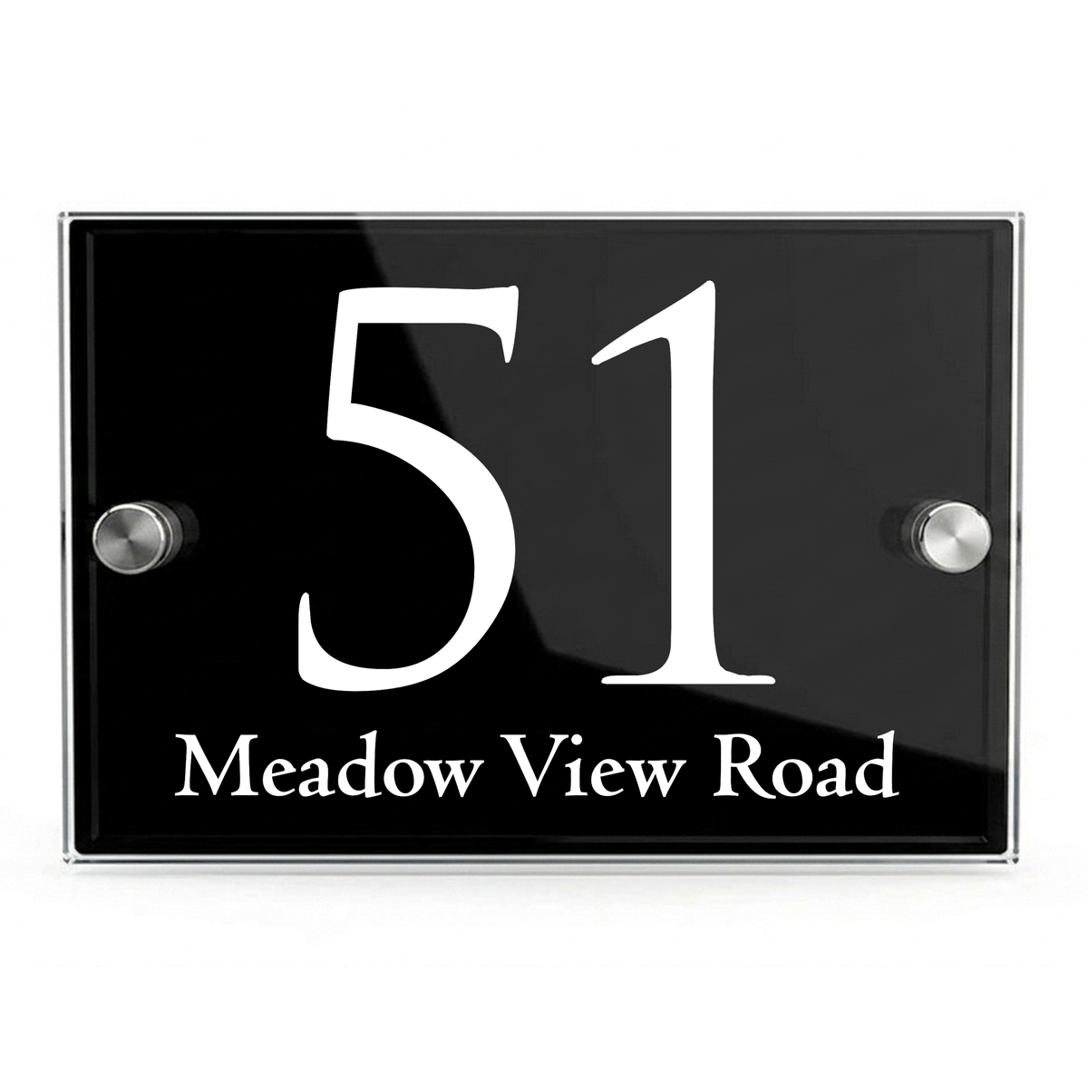Personalised Dual Panel Acrylic House Sign Rectangle | 200mm x 130mm | Black with White Text