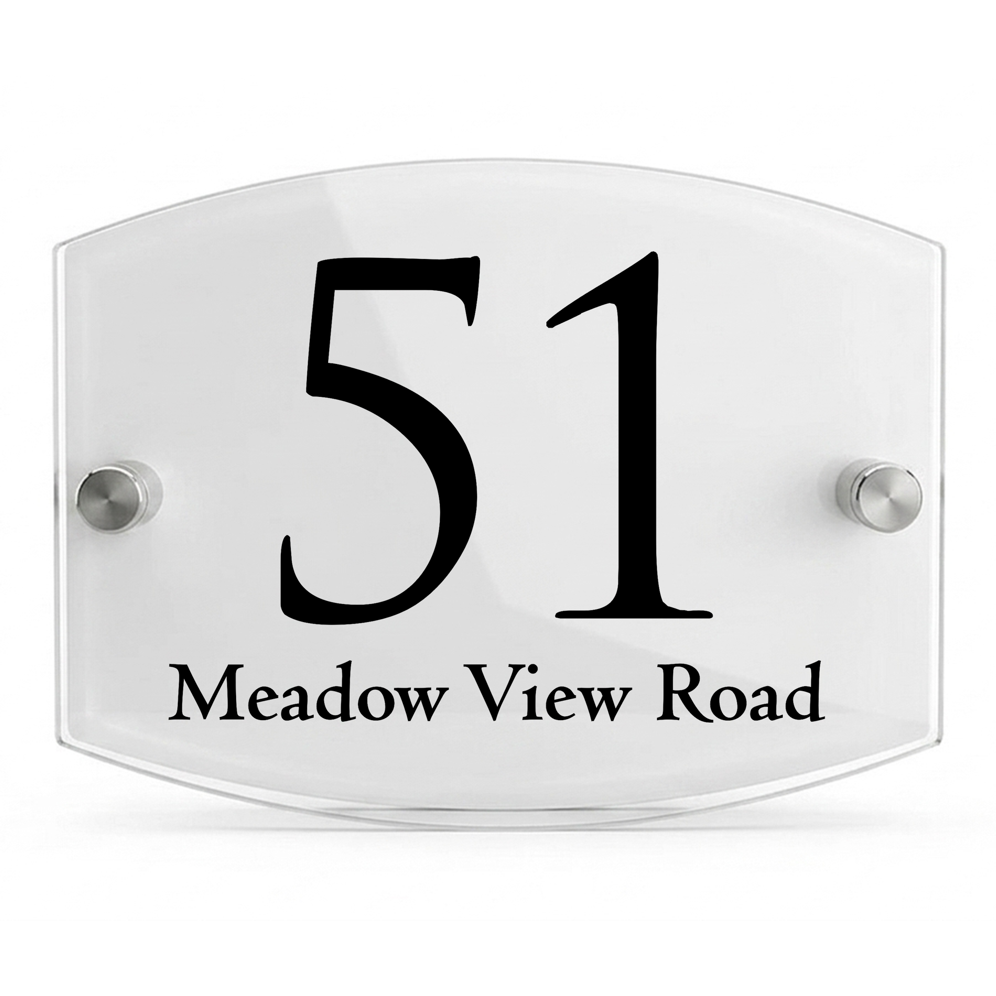 Personalised Dual Panel Acrylic House Sign Oval | 200mm x 130mm | White with Black Text