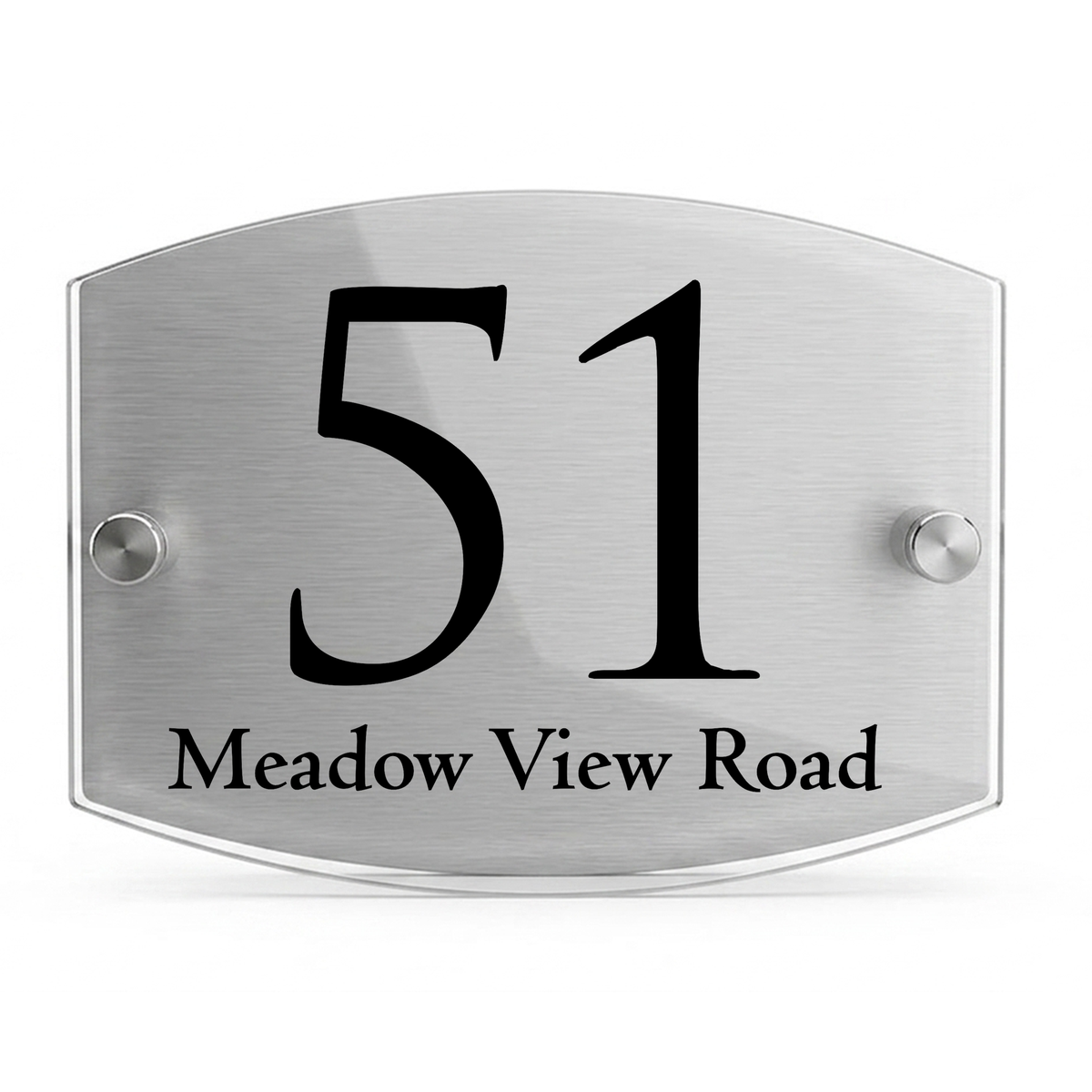 Personalised Dual Panel Acrylic House Sign Oval | 200mm x 130mm | Silver with Black Text