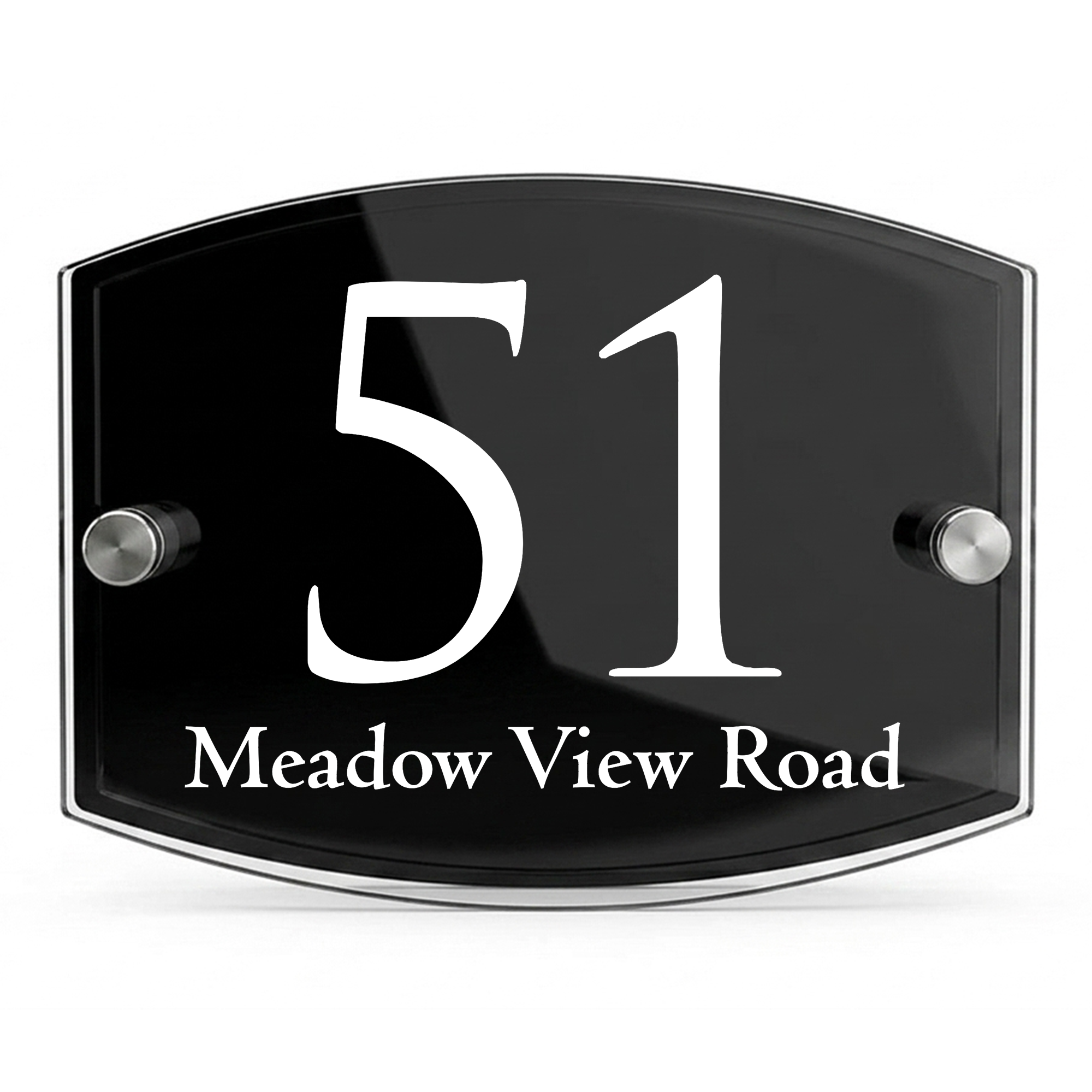 Personalised Dual Panel Acrylic House Sign Oval | 200mm x 130mm | Black with White Text