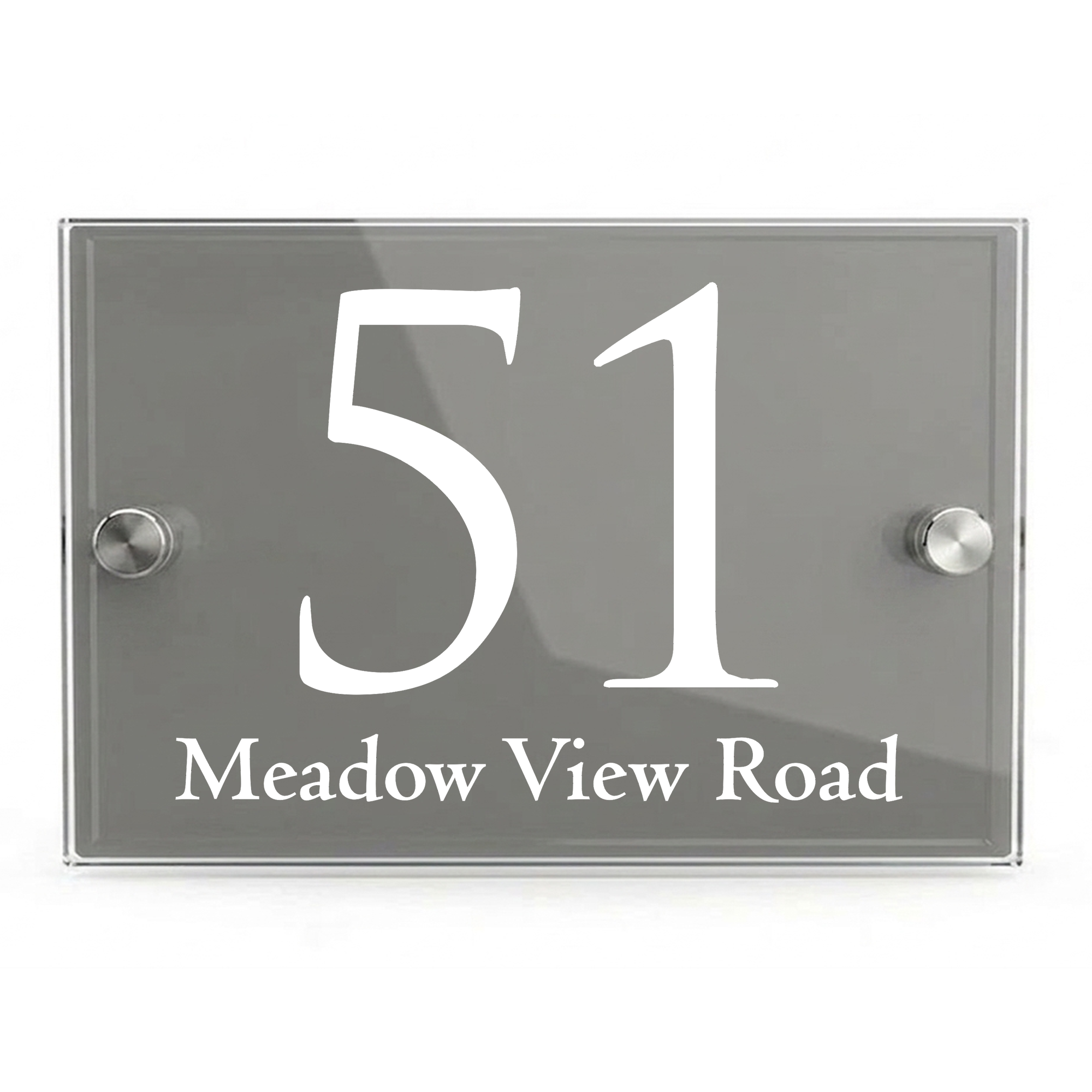 Personalised Dual Panel Acrylic House Sign Rectangle | 200mm x 130mm | Grey with White Text