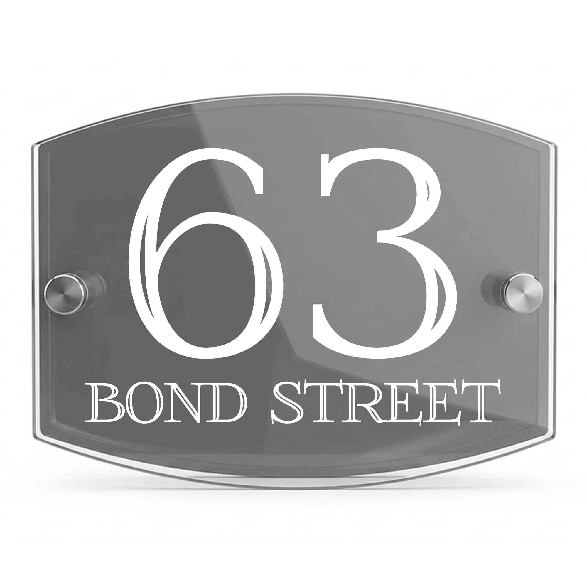Personalised Dual Panel Acrylic House Sign Oval | 200mm x 130mm | Grey with White Text