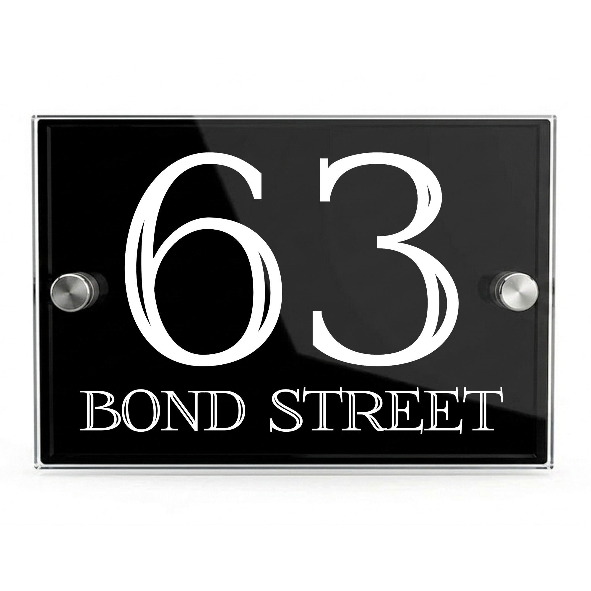 Personalised Dual Panel Acrylic House Sign Rectangle | 200mm x 130mm | Black with White Text
