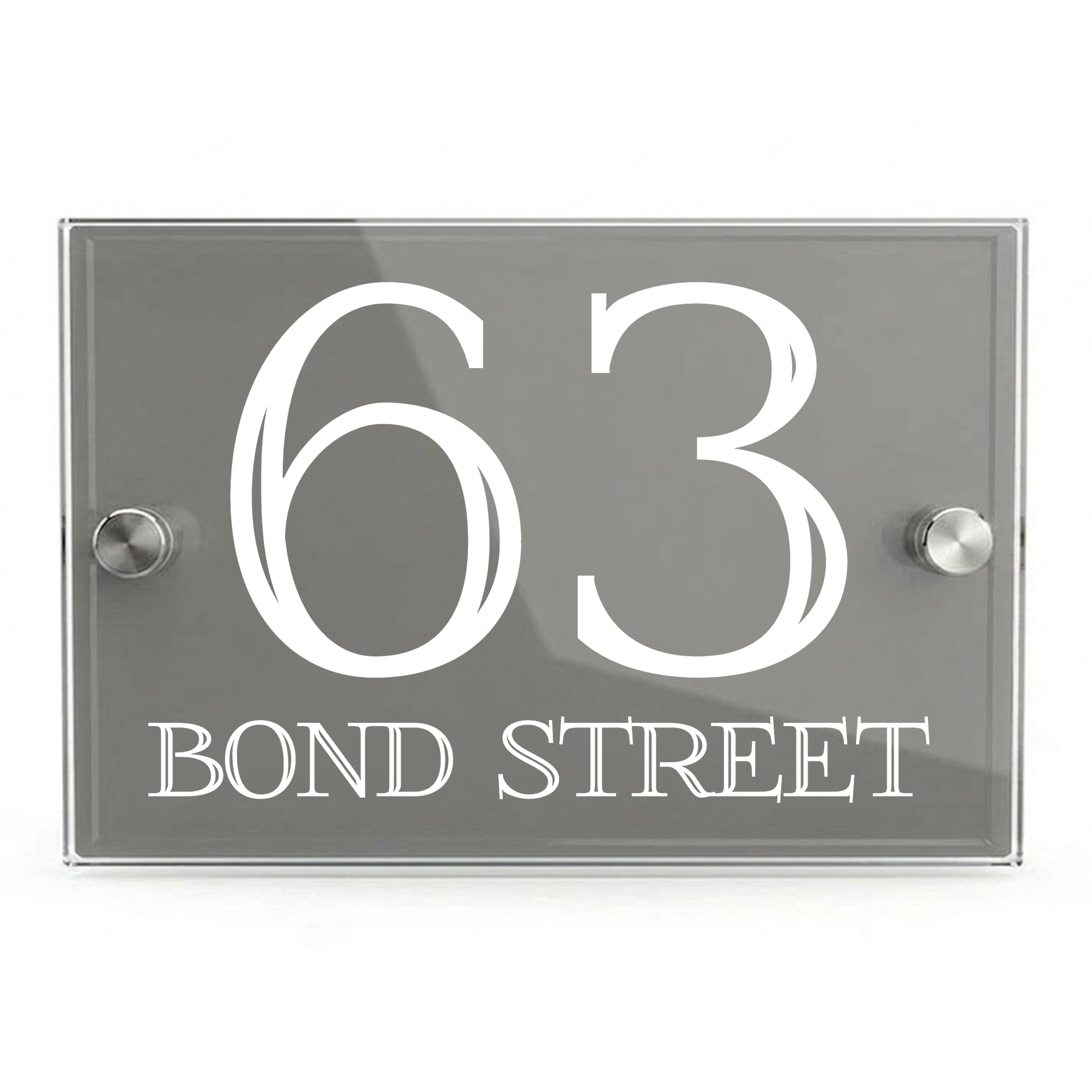Personalised Dual Panel Acrylic House Sign Rectangle | 200mm x 130mm | Grey with White Text