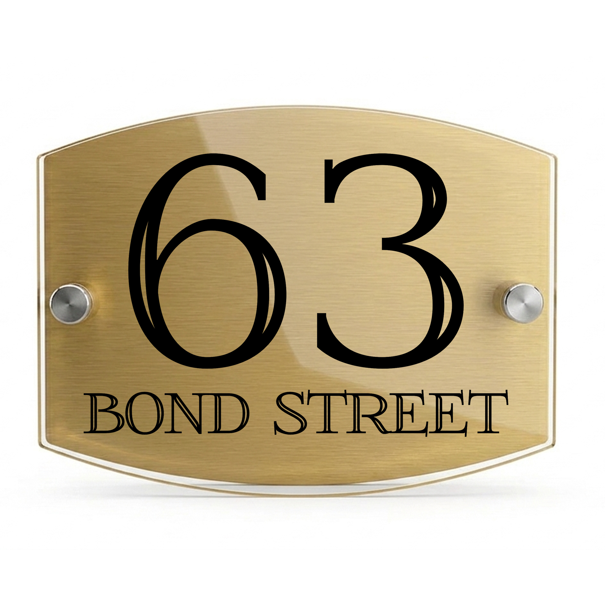 Personalised Dual Panel Acrylic House Sign Oval | 200mm x 130mm | Gold with Black Text