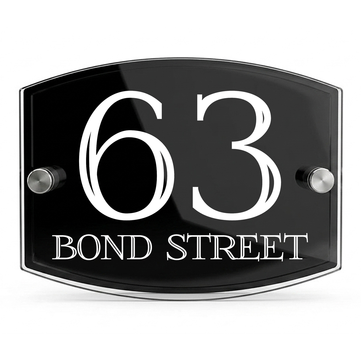 Personalised Dual Panel Acrylic House Sign Oval | 200mm x 130mm | Black with White Text