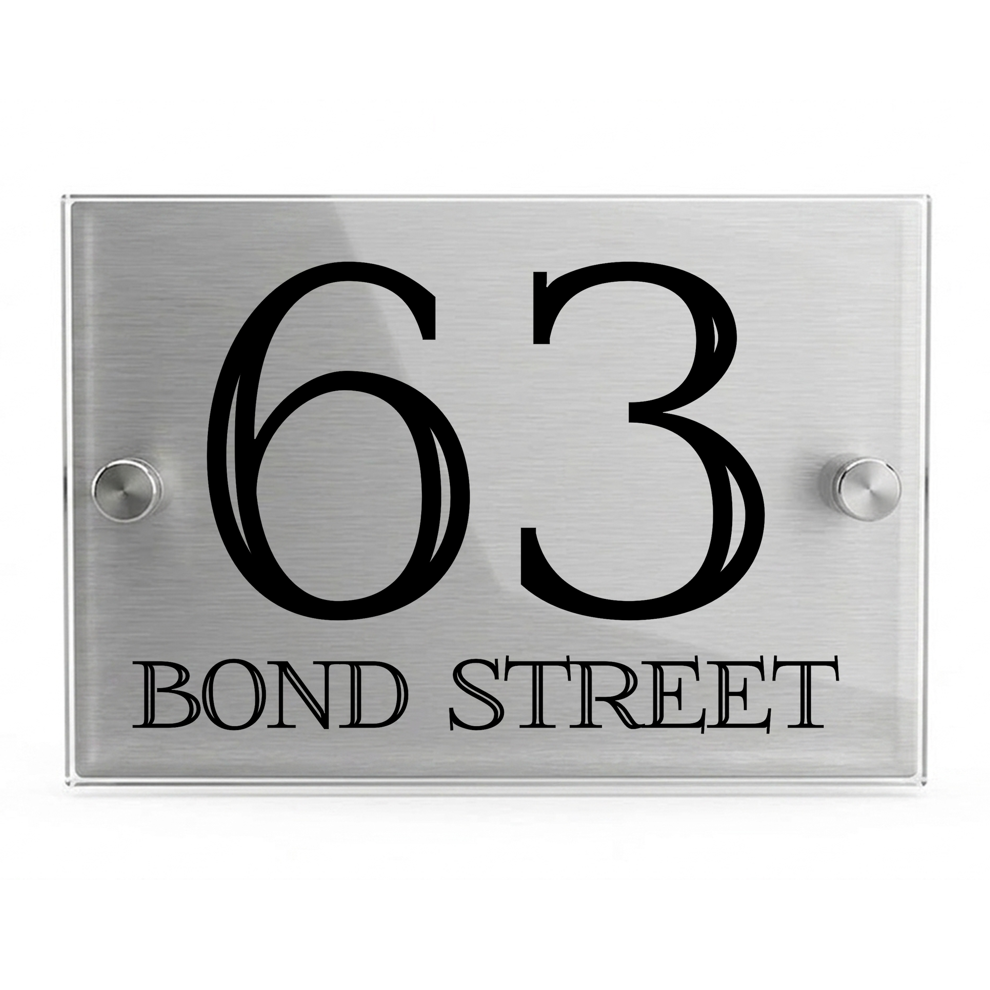 Personalised Dual Panel Acrylic House Sign Rectangle | 200mm x 130mm | Silver with Black Text