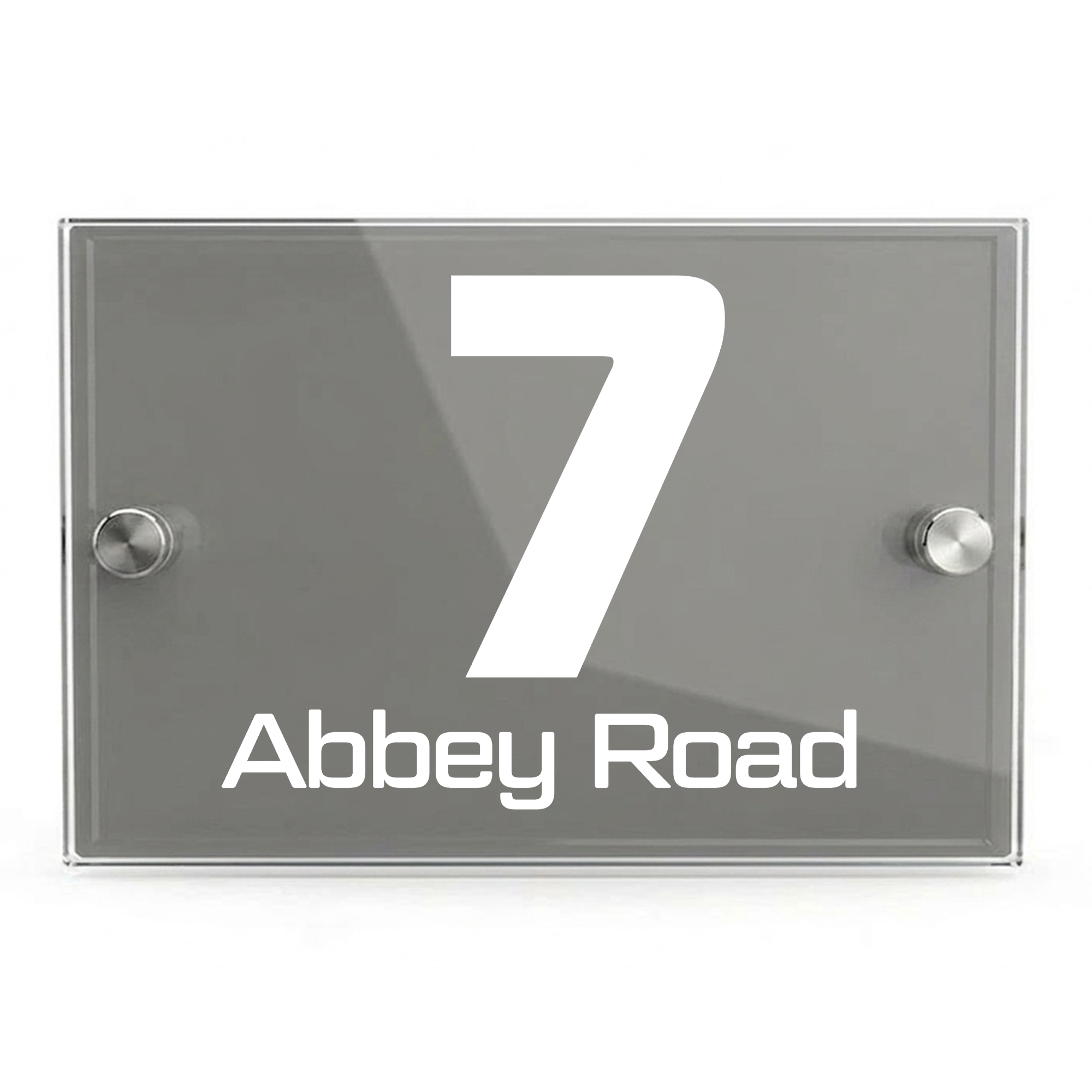 Personalised Dual Panel Acrylic House Sign Rectangle | 200mm x 130mm | Grey with White Text