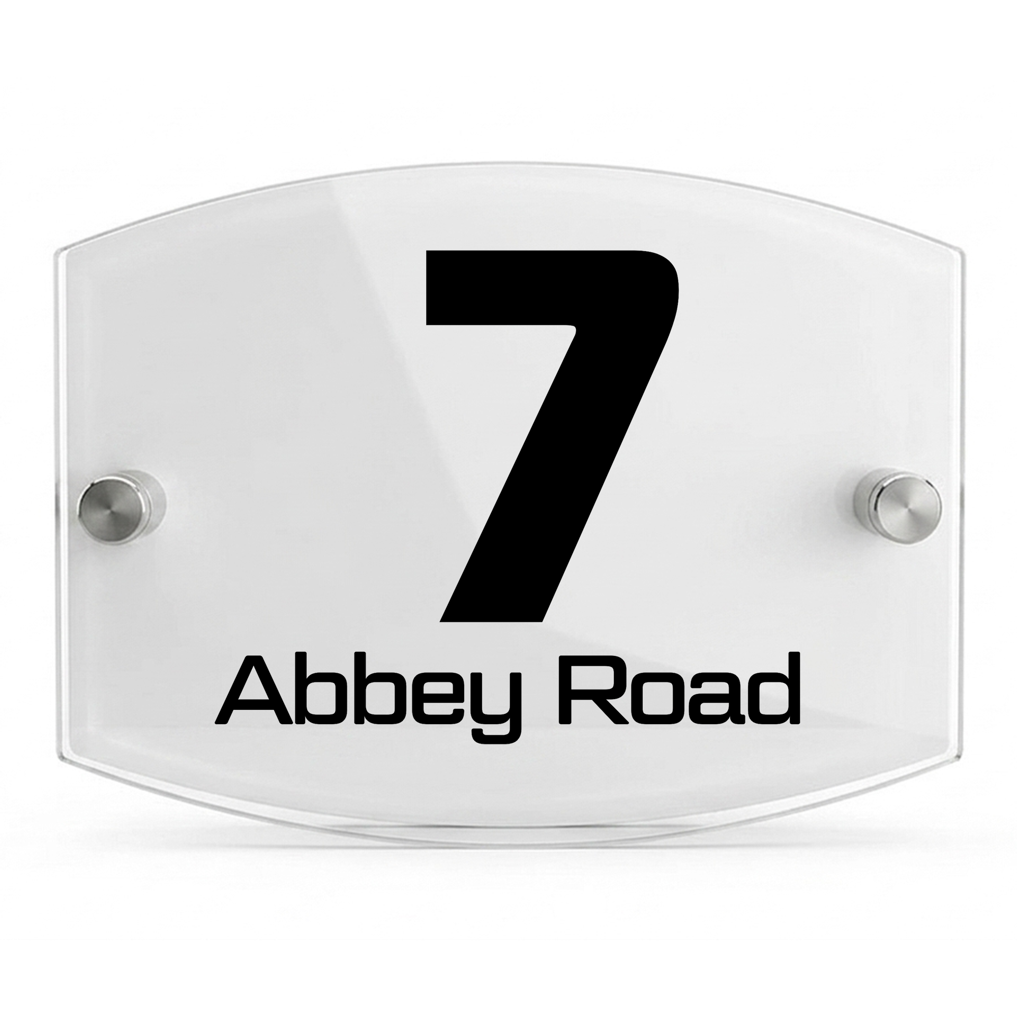 Personalised Dual Panel Acrylic House Sign Oval | 200mm x 130mm | White with Black Text