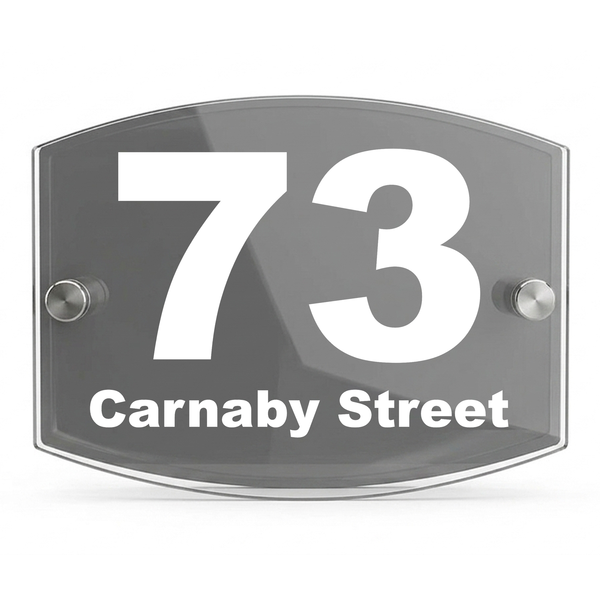 Personalised Dual Panel Acrylic House Sign Oval | 200mm x 130mm | Grey with White Text