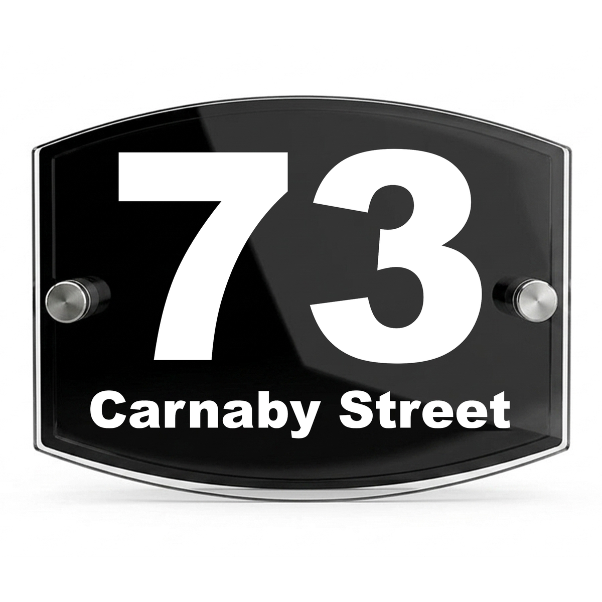 Personalised Dual Panel Acrylic House Sign Oval | 200mm x 130mm | Black with White Text