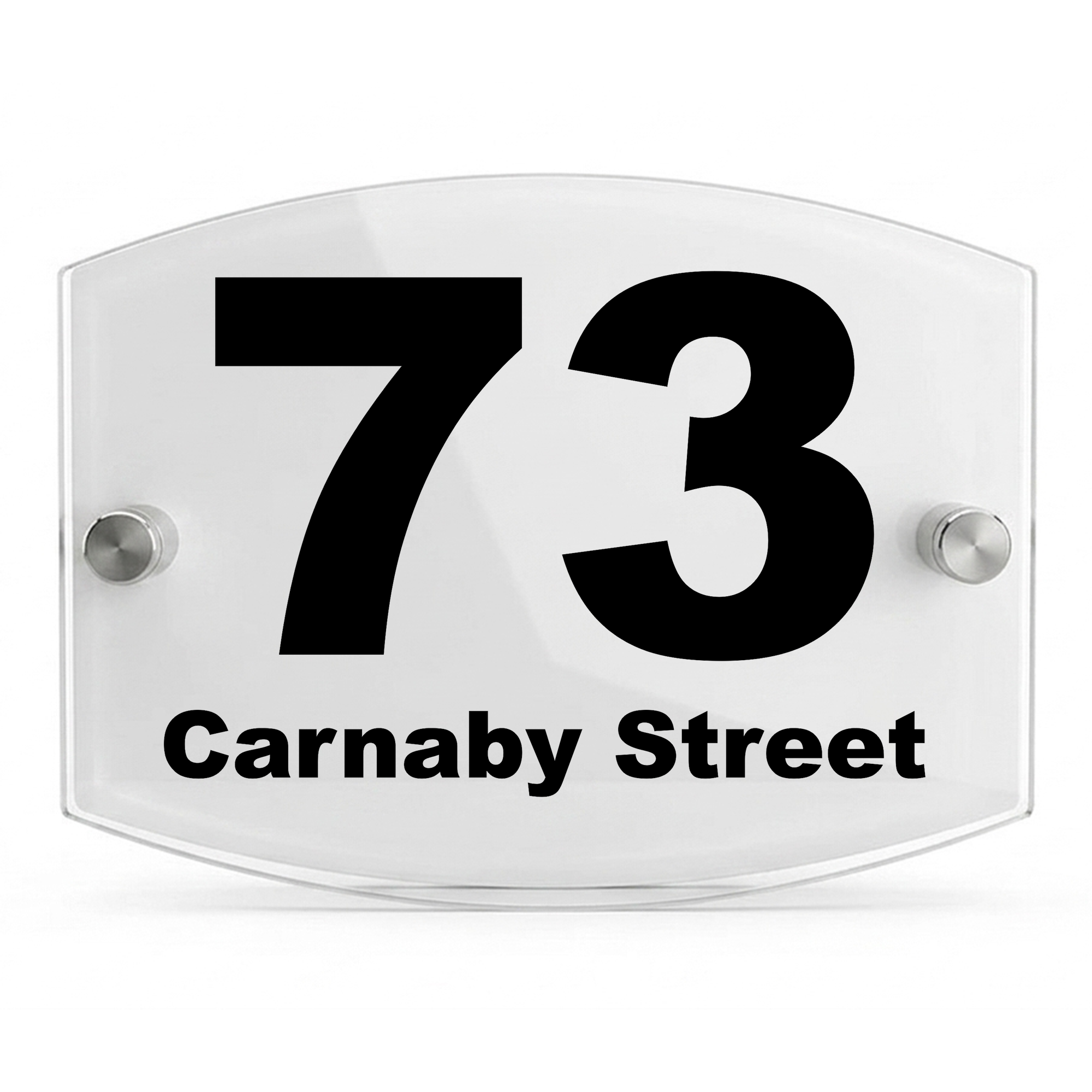 Personalised Dual Panel Acrylic House Sign Oval | 200mm x 130mm | White with Black Text