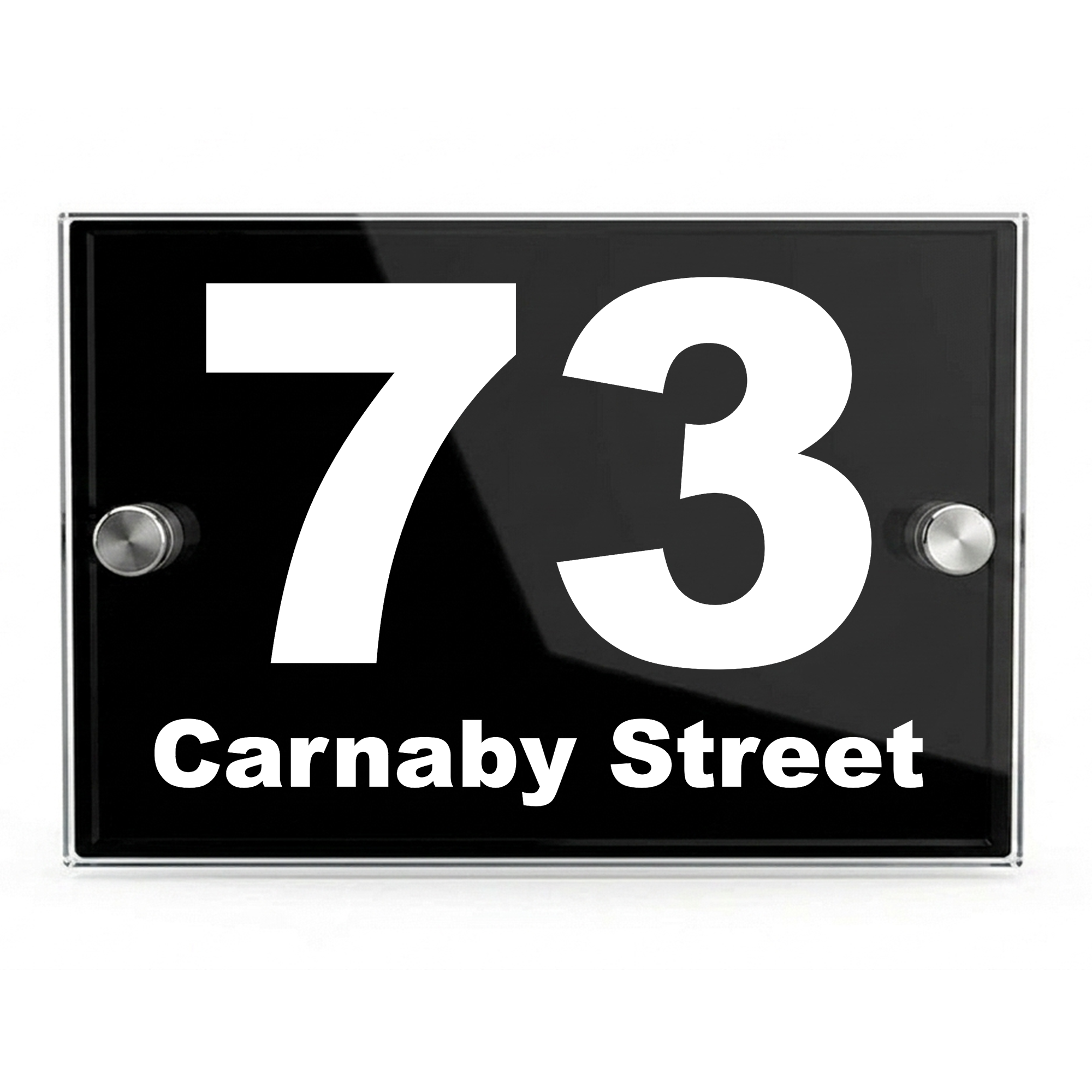 Personalised Dual Panel Acrylic House Sign Rectangle | 200mm x 130mm | Black with White Text