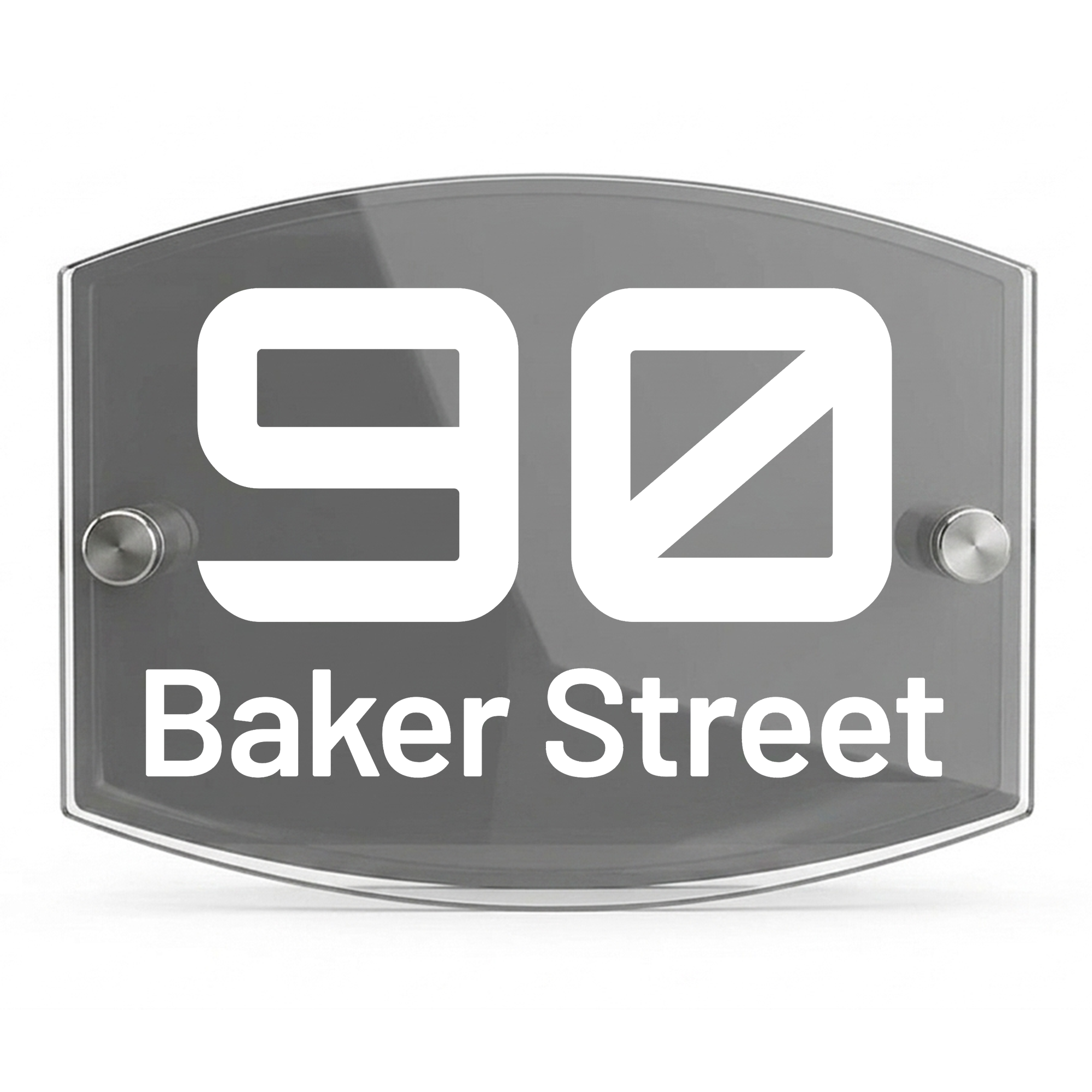 Personalised Dual Panel Acrylic House Sign Oval | 200mm x 130mm | Grey with White Text