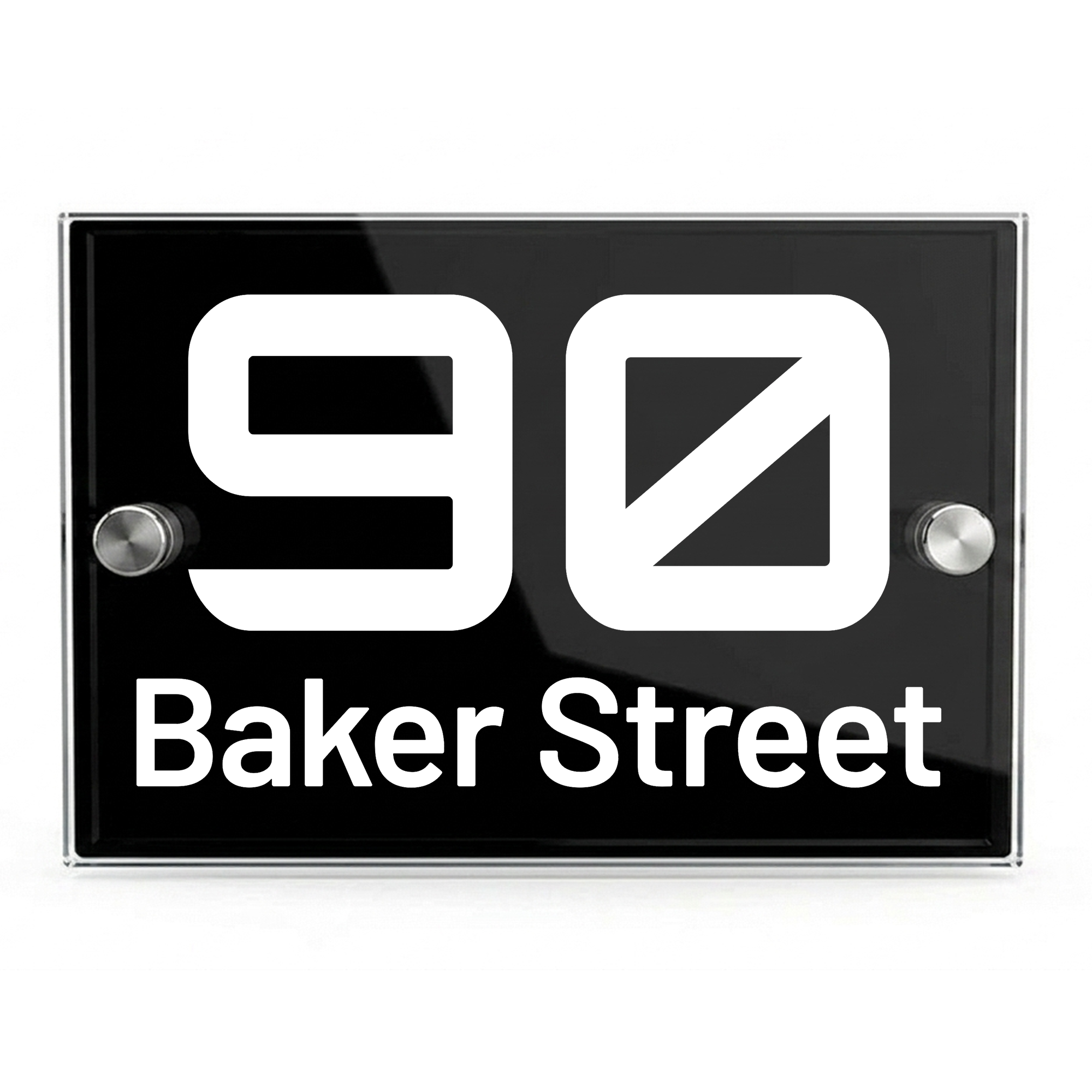 Personalised Dual Panel Acrylic House Sign Rectangle | 200mm x 130mm | Black with White Text