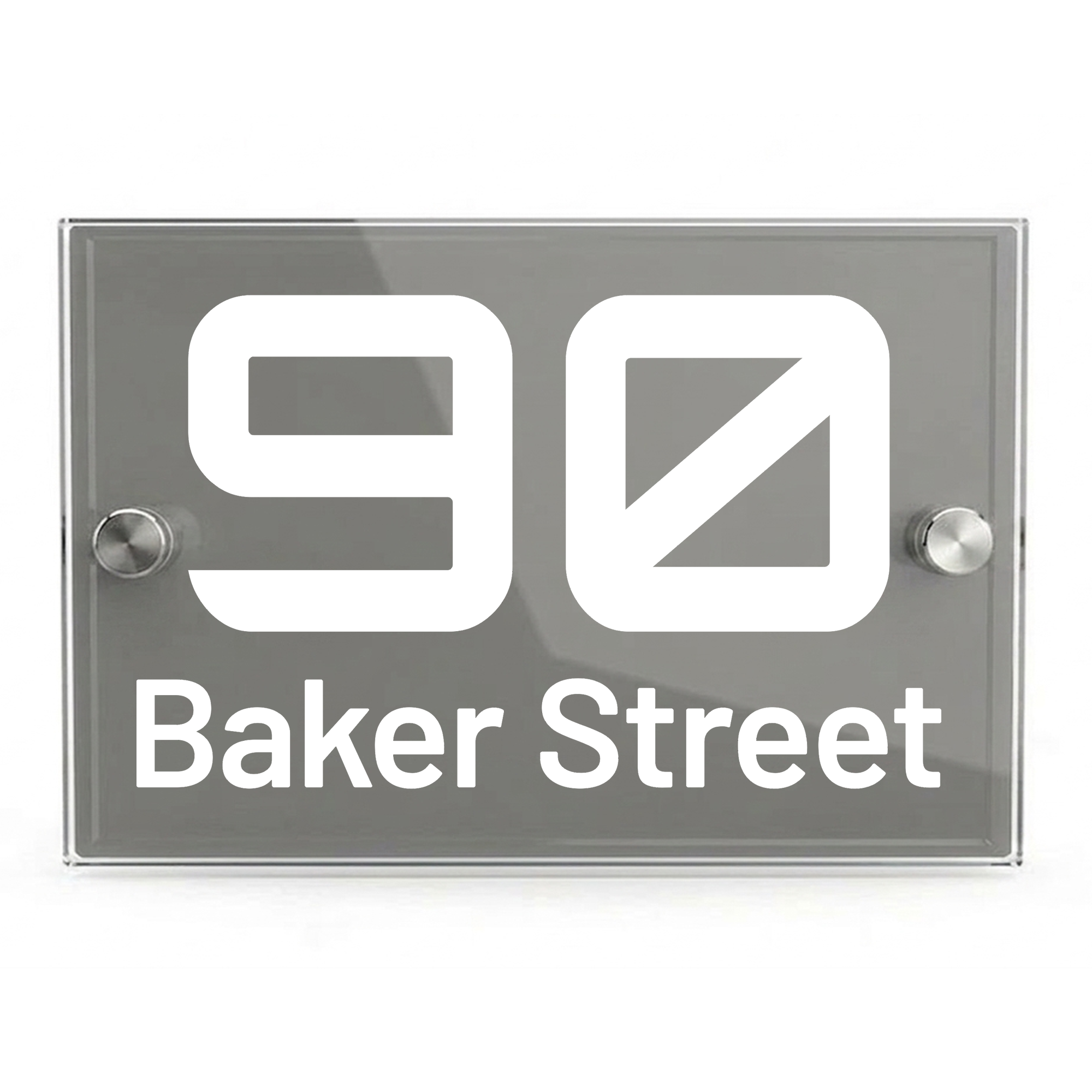 Personalised Dual Panel Acrylic House Sign Rectangle | 200mm x 130mm | Grey with White Text