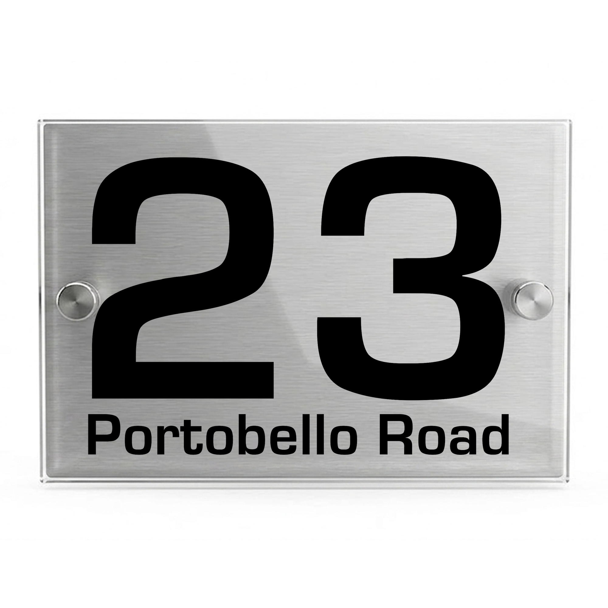 Personalised Dual Panel Acrylic House Sign Rectangle | 200mm x 130mm | Silver with Black Text