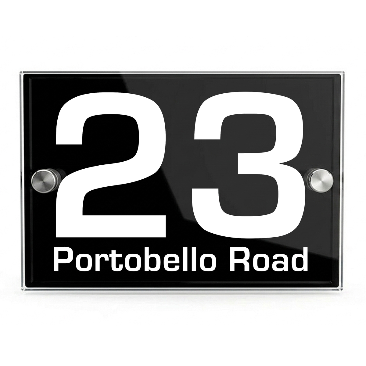 Personalised Dual Panel Acrylic House Sign Rectangle | 200mm x 130mm | Black with White Text
