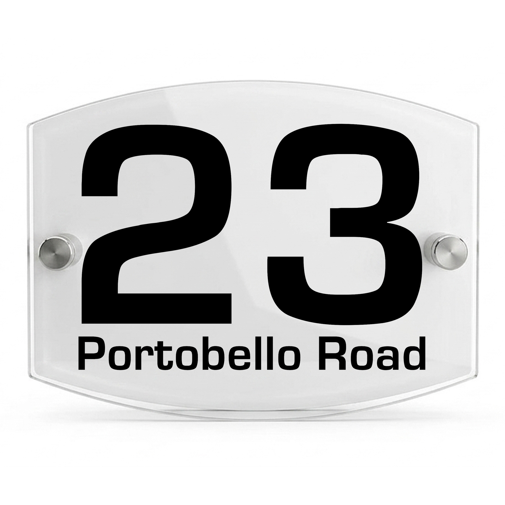Personalised Dual Panel Acrylic House Sign Oval | 200mm x 130mm | White with Black Text