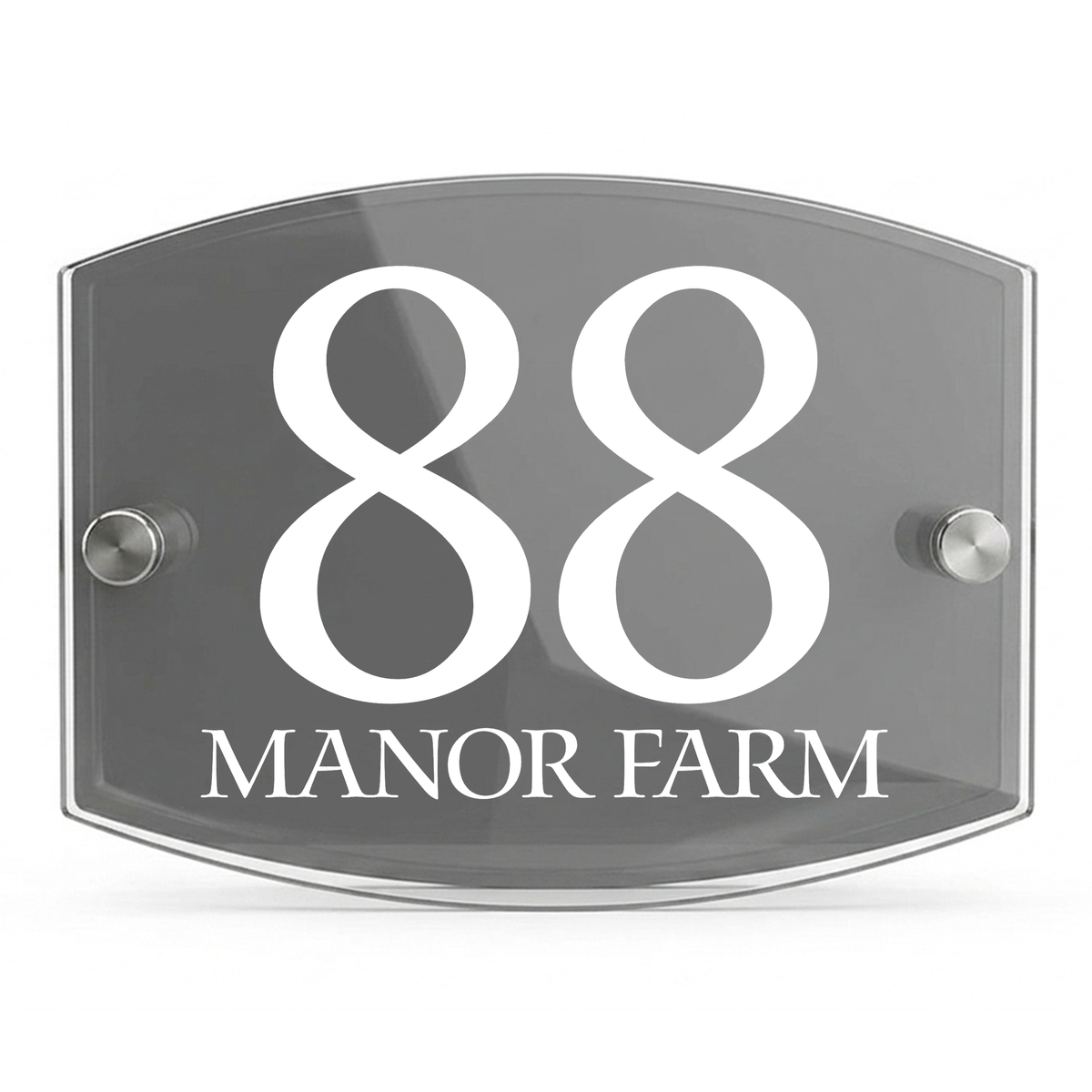 Personalised Dual Panel Acrylic House Sign Oval | 200mm x 130mm | Grey with White Text