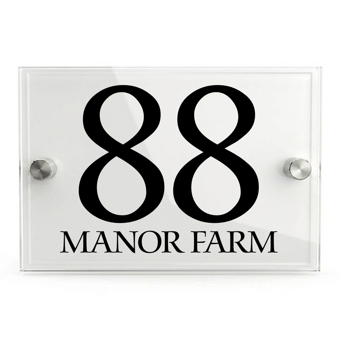 Personalised Dual Panel Acrylic House Sign Rectangle | 200mm x 130mm | White with Black Text