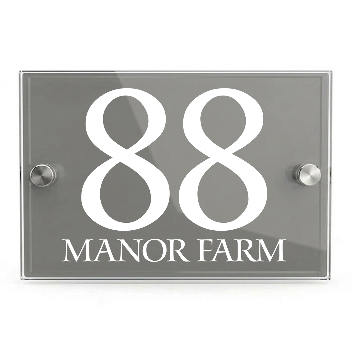 Personalised Dual Panel Acrylic House Sign Rectangle | 200mm x 130mm | Grey with White Text