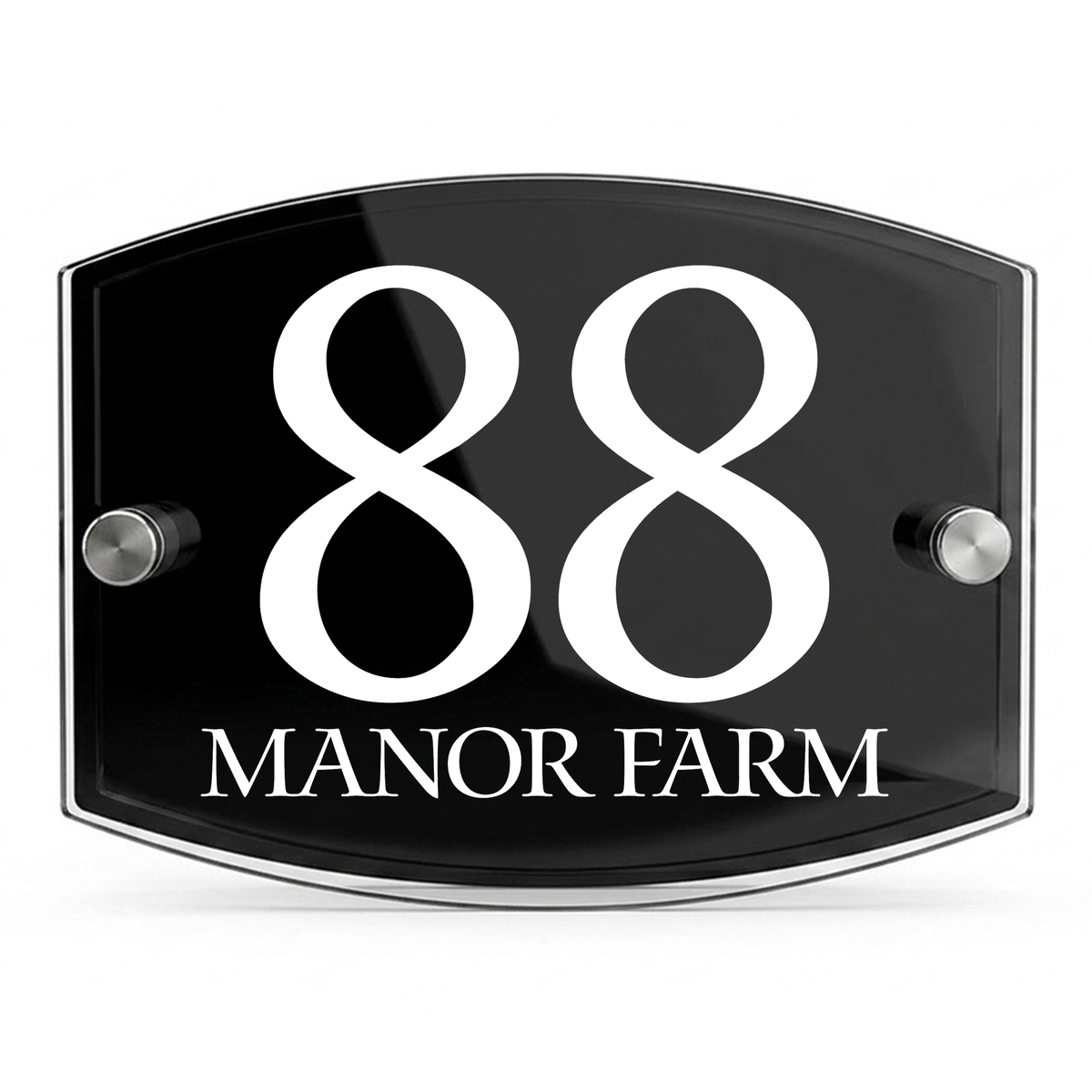 Personalised Dual Panel Acrylic House Sign Oval | 200mm x 130mm | Black with White Text
