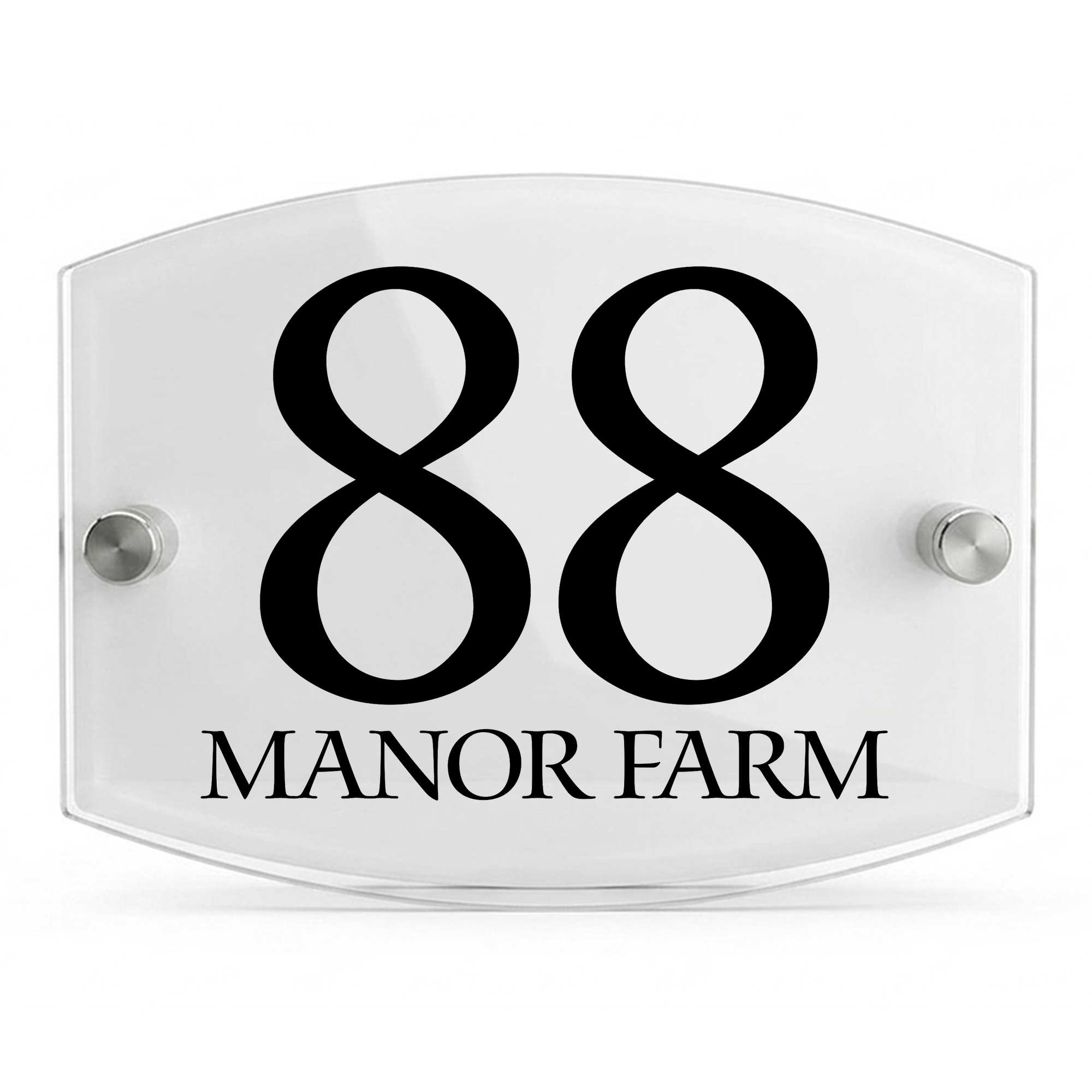 Personalised Dual Panel Acrylic House Sign Oval | 200mm x 130mm | White with Black Text