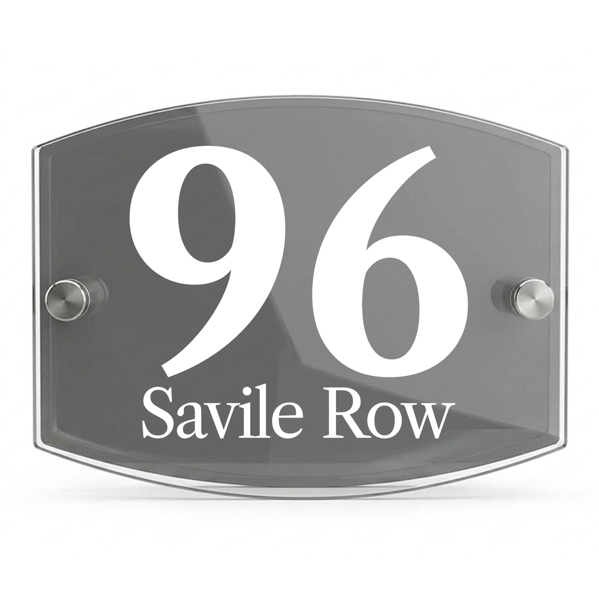 Personalised Dual Panel Acrylic House Sign Oval | 200mm x 130mm | Grey with White Text