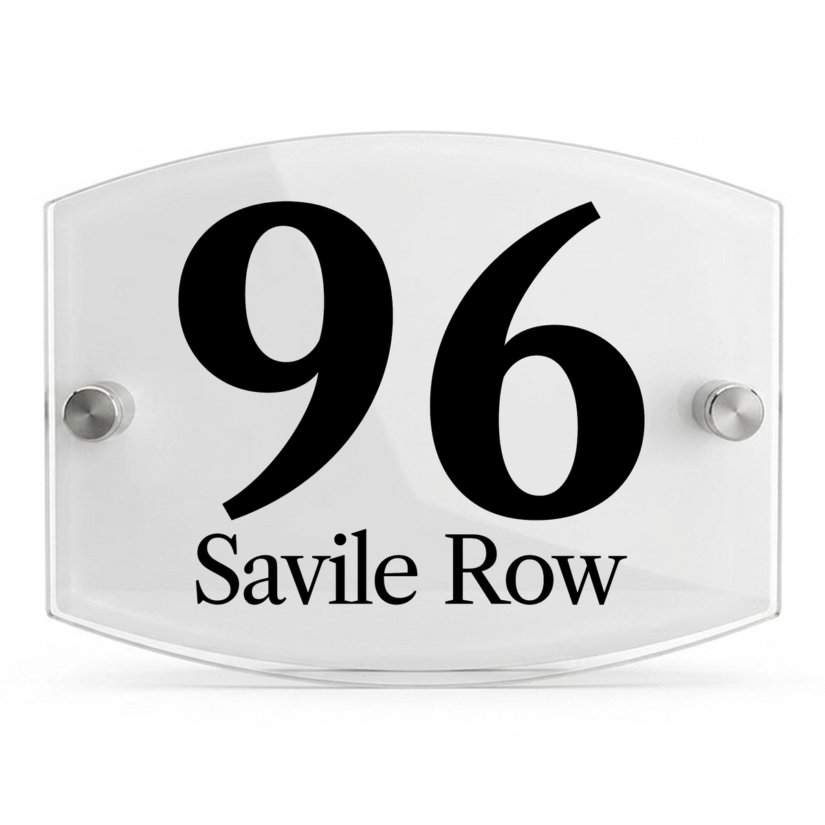 Personalised Dual Panel Acrylic House Sign Oval | 200mm x 130mm | White with Black Text