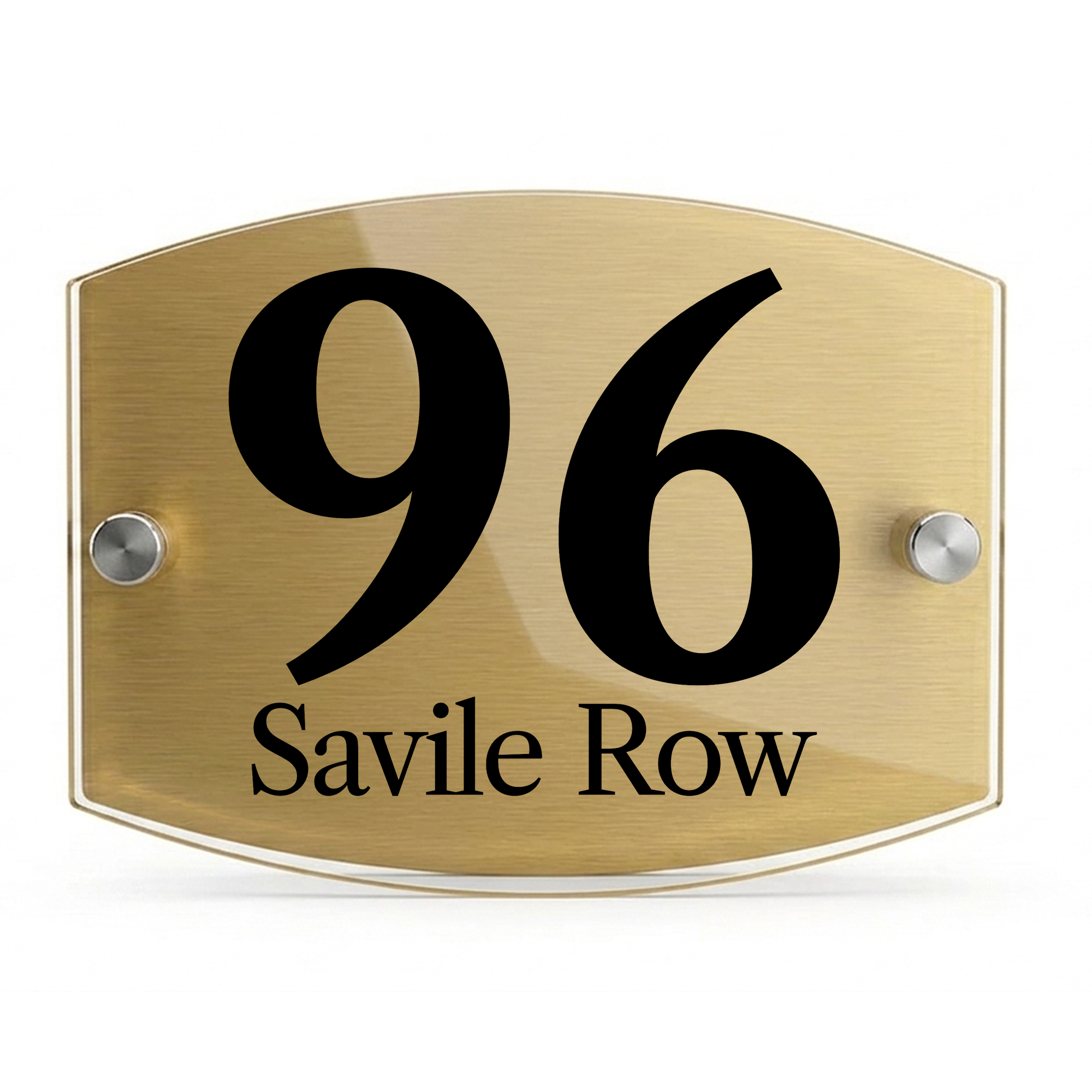 Personalised Dual Panel Acrylic House Sign Oval | 200mm x 130mm | Gold with Black Text