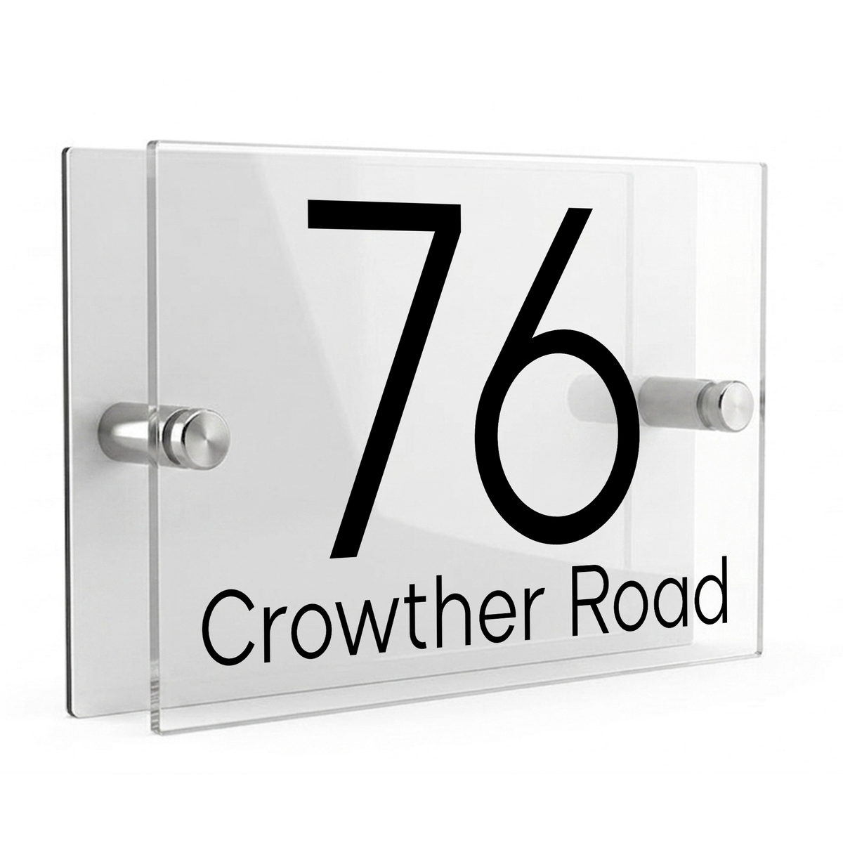 Personalised Dual Panel Acrylic House Sign Rectangle | 200mm x 130mm | White with Black Text
