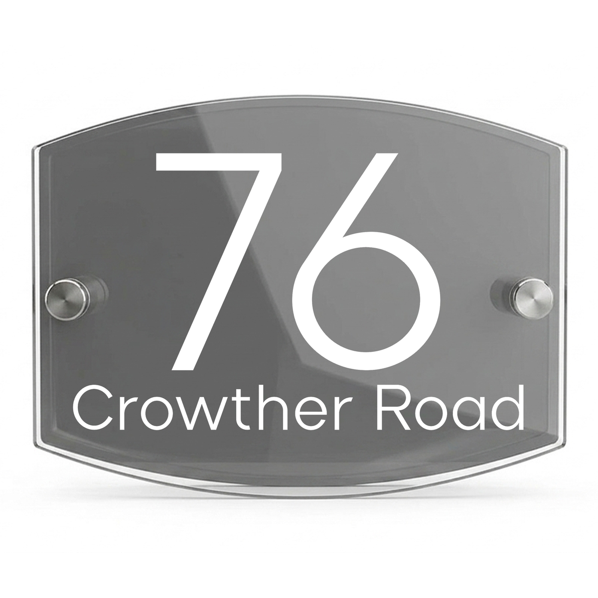 Personalised Dual Panel Acrylic House Sign Oval | 200mm x 130mm | Grey with White Text