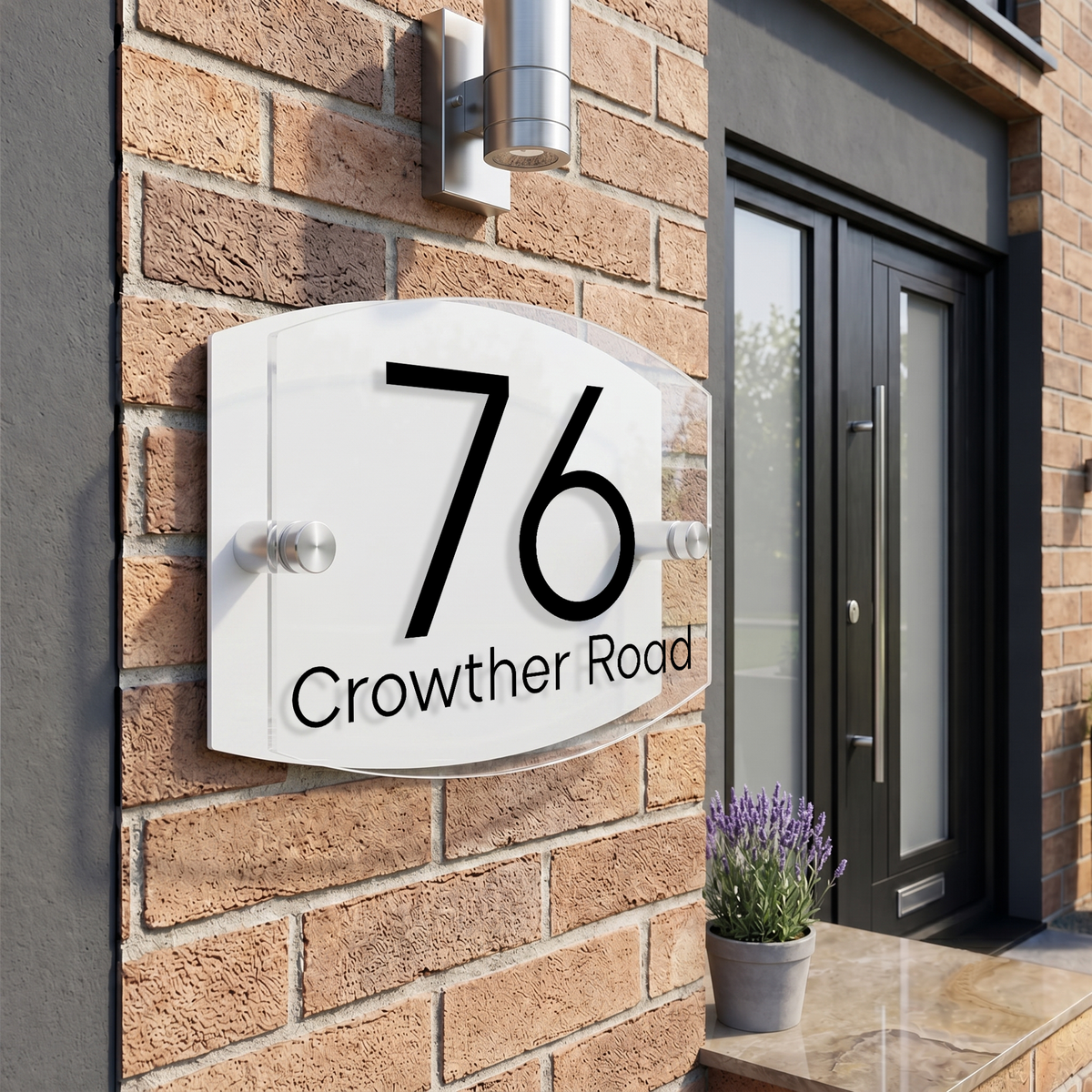 Personalised Dual Panel Acrylic House Sign Oval | 200mm x 130mm | White with Black Text