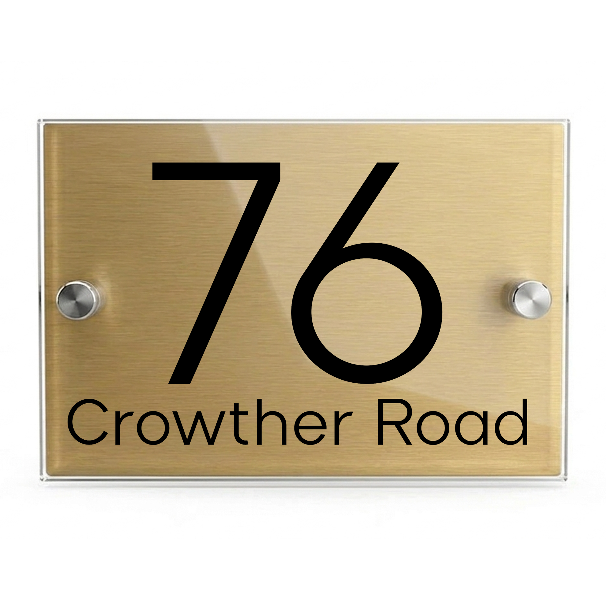 Personalised Dual Panel Acrylic House Sign Rectangle | 200mm x 130mm | Gold with Black Text